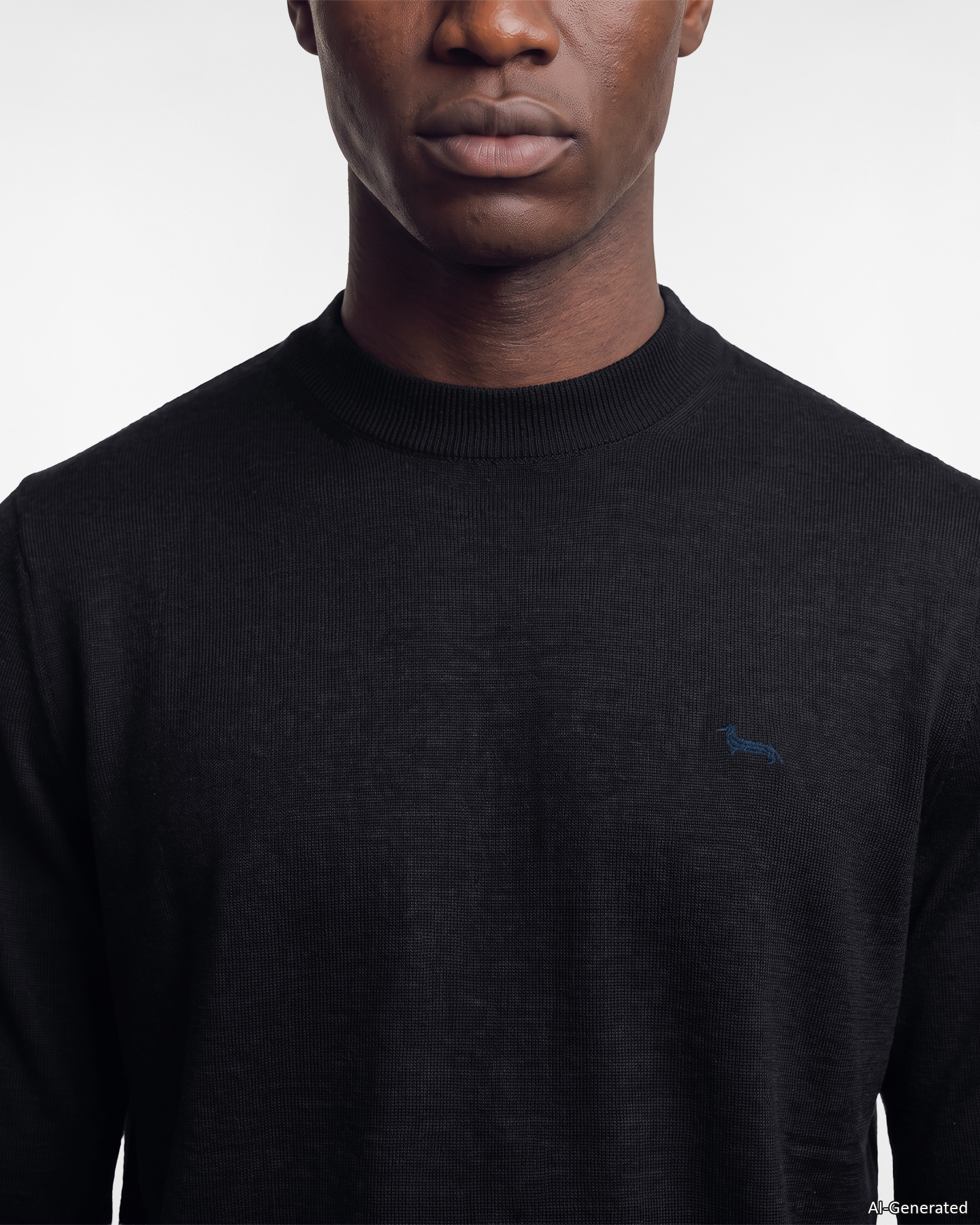 Men's sweater in 100% pure wool with regular fit, NAVY BLUE, large