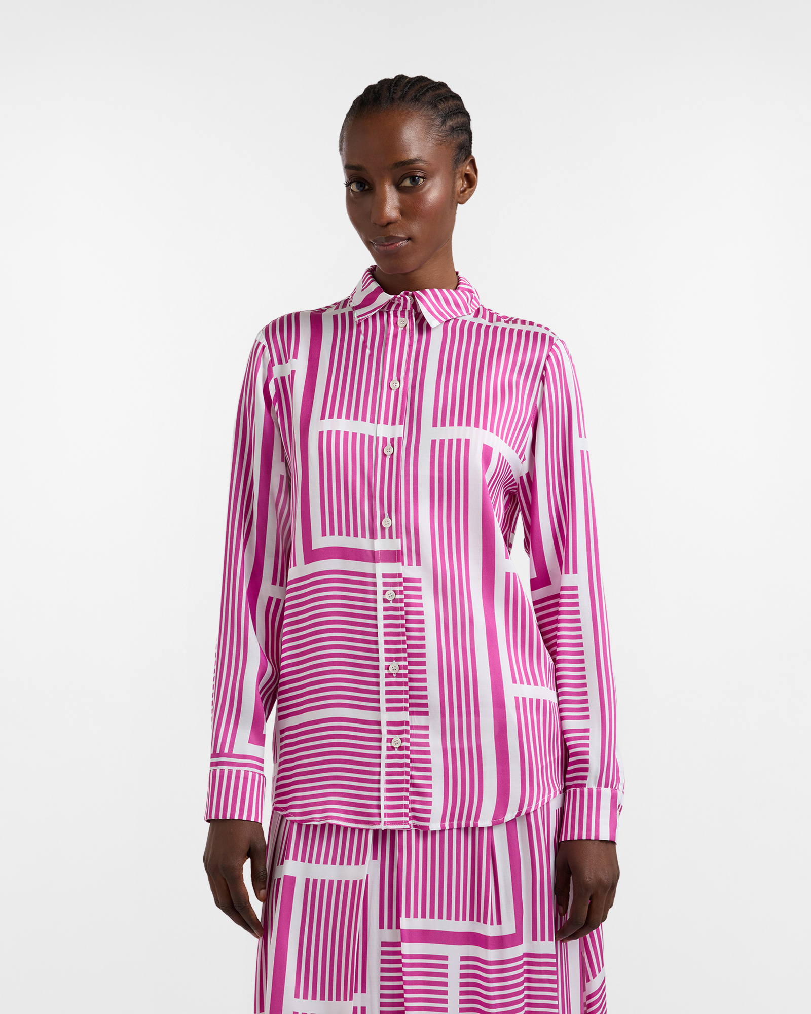 Camicia con stampa geometrica, Donna, Rosso, Taglia: 36