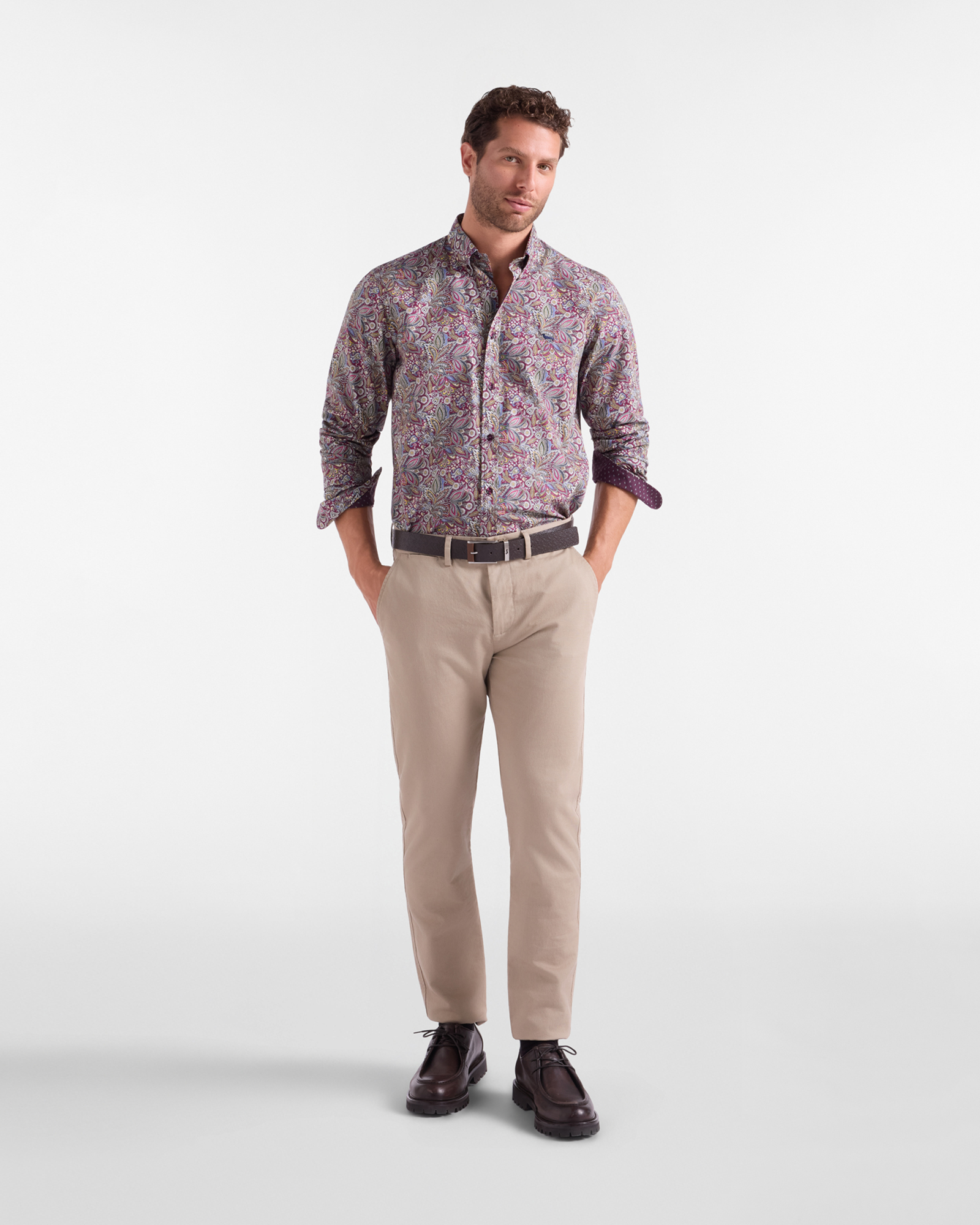 PAISLEY-PRINTED POPLIN SHIRT, DARK PURPLE, large image number 3
