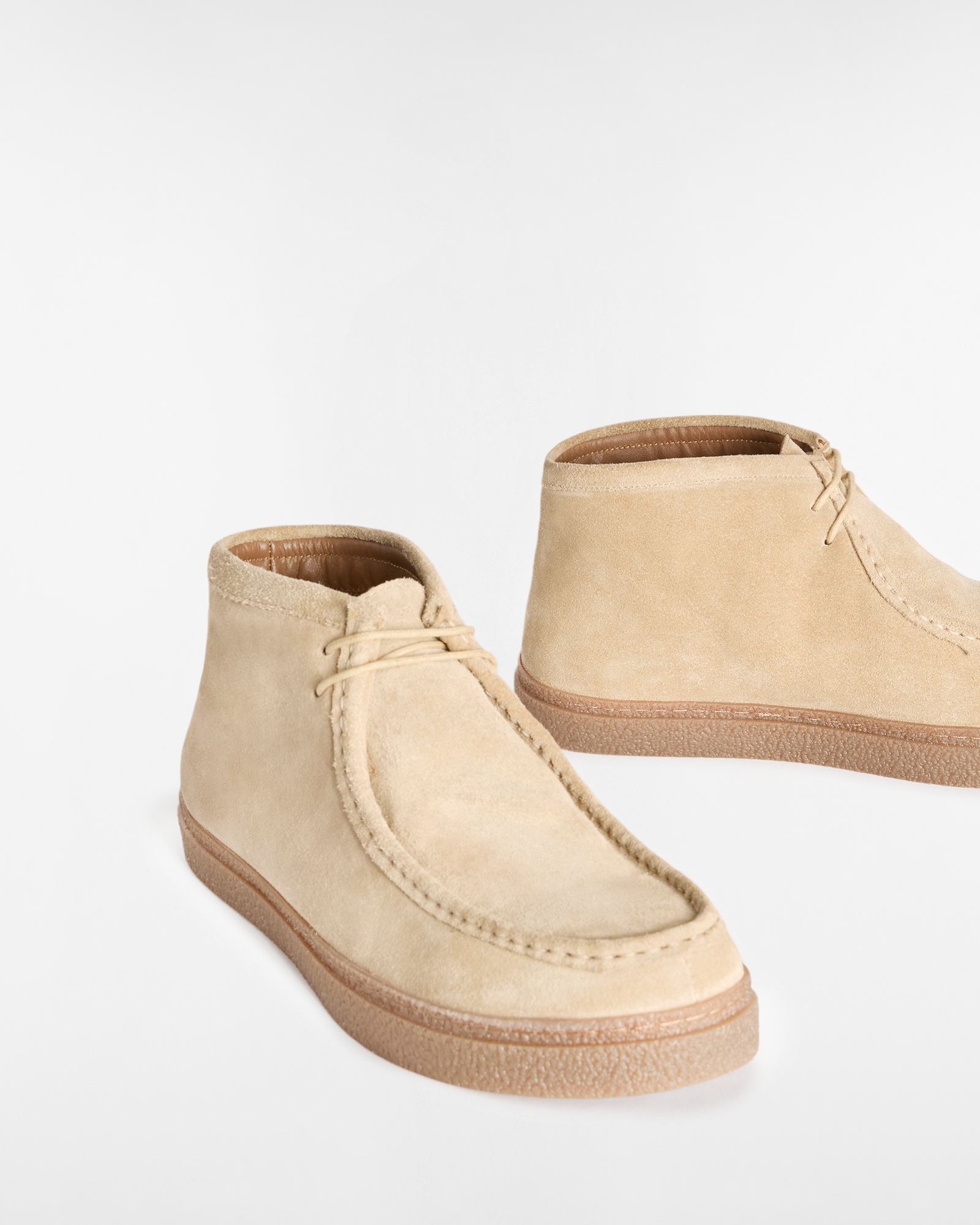 Suede Ankle Boots with Contrast Sole, Beige, large image number 3
