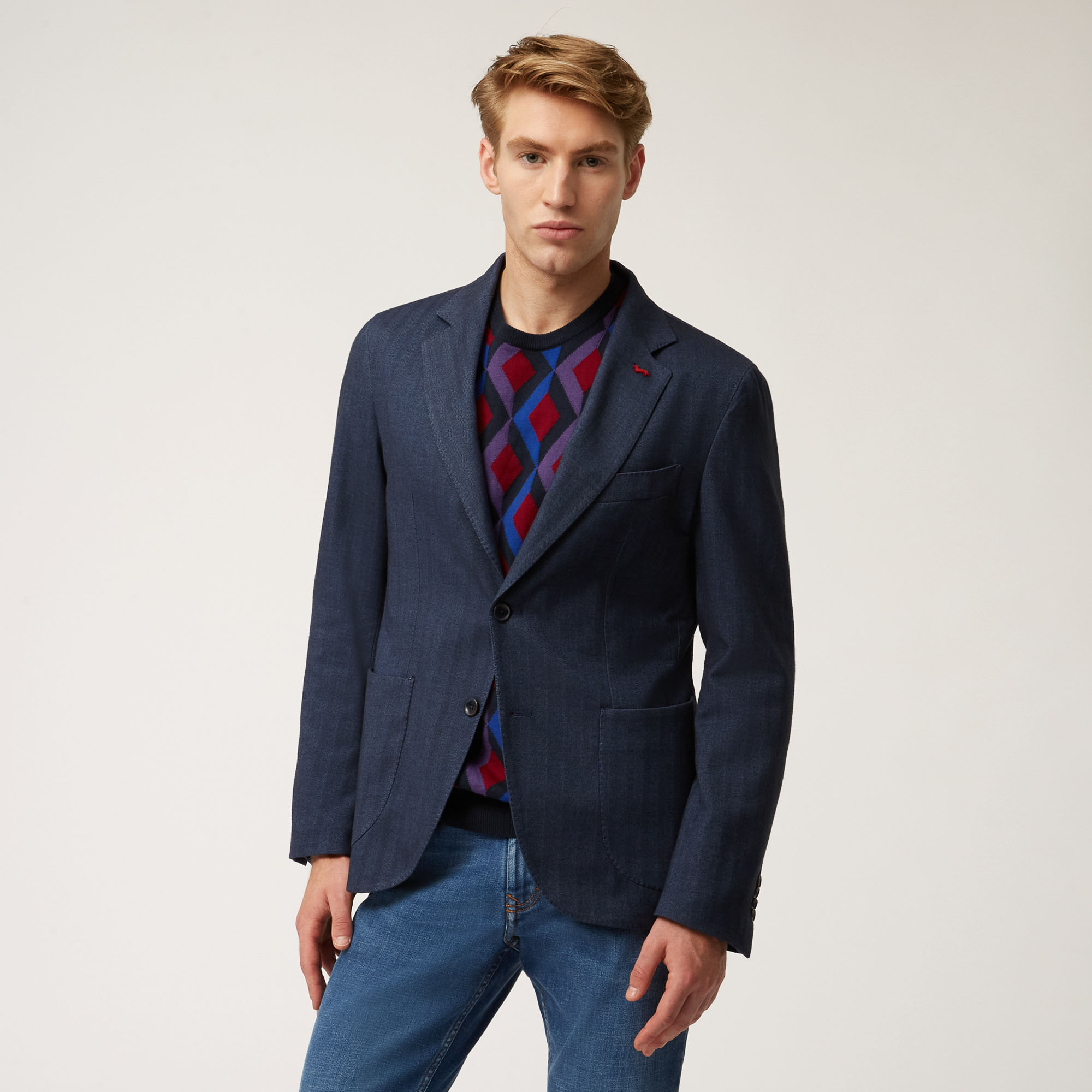 Blazer In Cotone Armaturato, Blu Chiaro, large image number 0