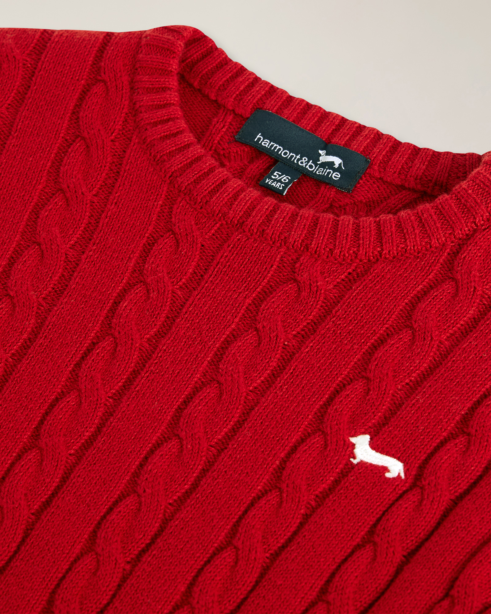Cable knit sweater with embroidered logo, Red, large image number 2