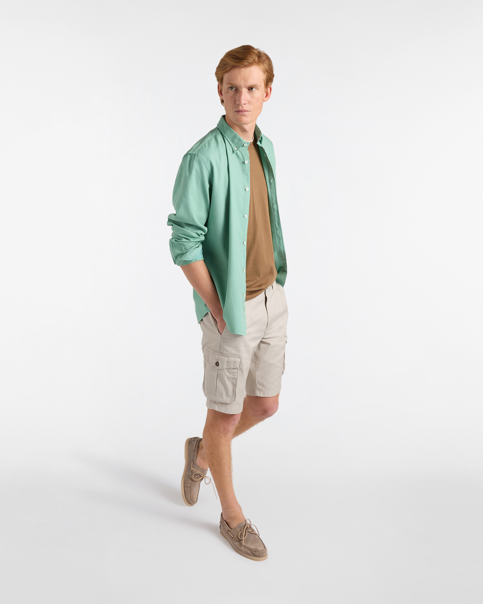 Camicia Uomo in Cotone Oxford, Verde chiaro, large image number 3