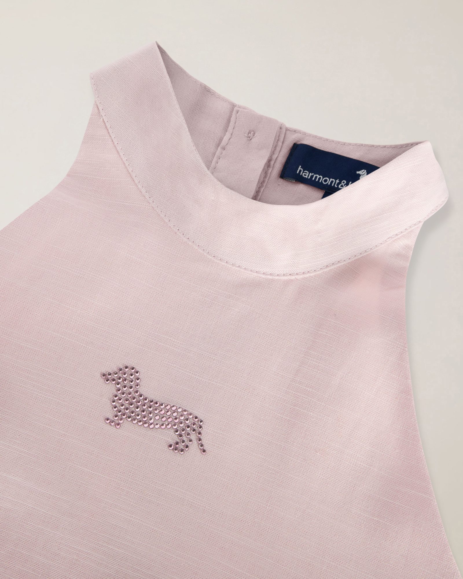 Linen blend dress with rhinestone dachshund, Pink, large image number 2