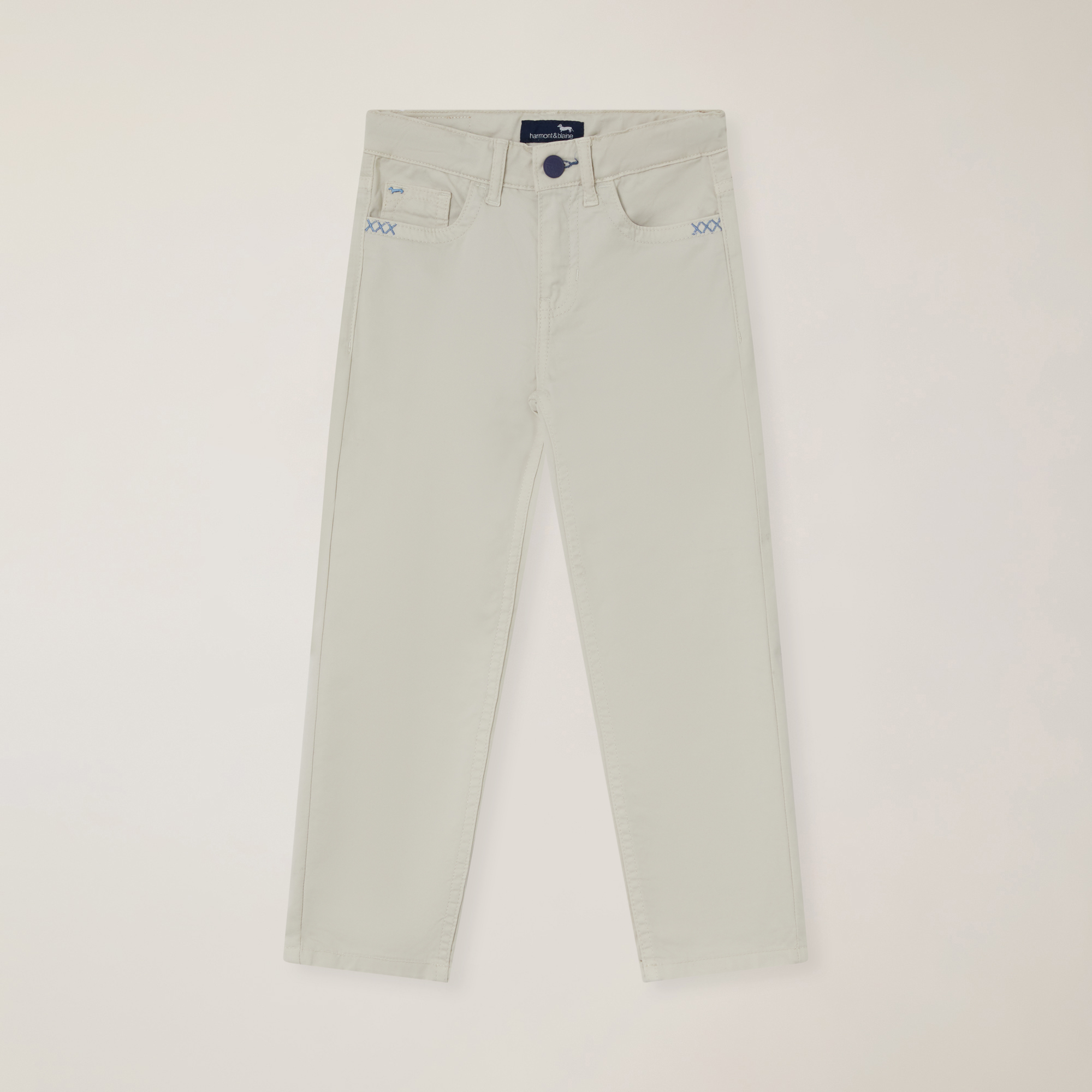 Stretch gabardine 5-pocket pants with patch, Pearl Grey, large image number 0