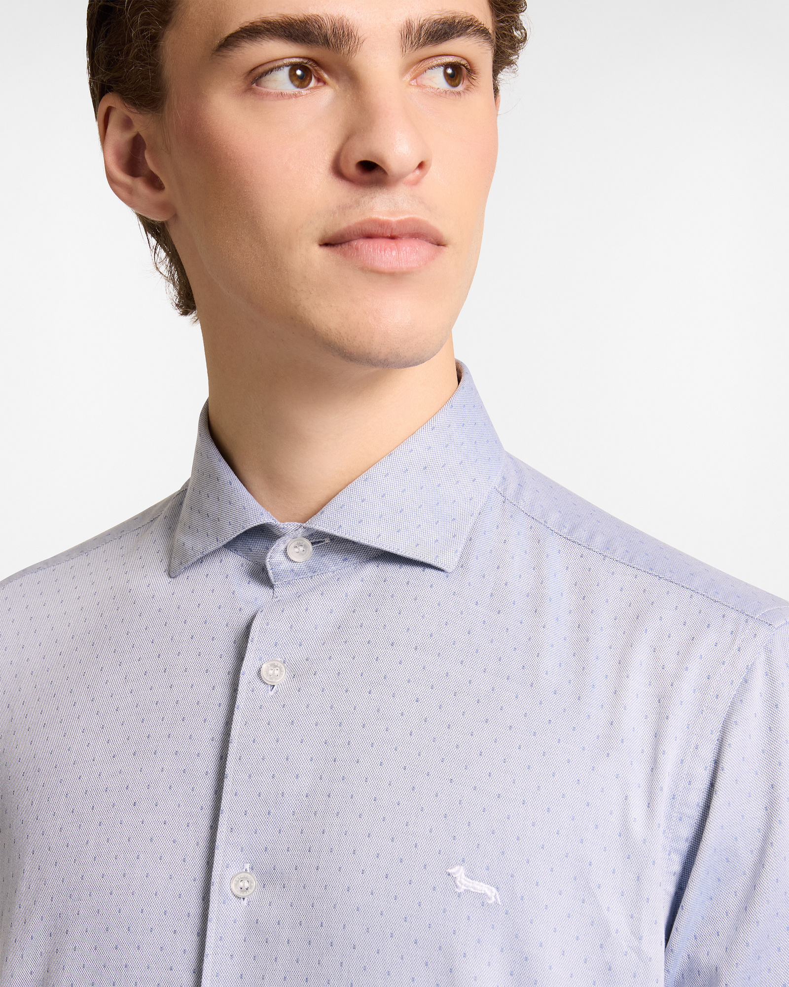 Camicia A Pois Con Bassotto, Blu Chiaro, large image number 2