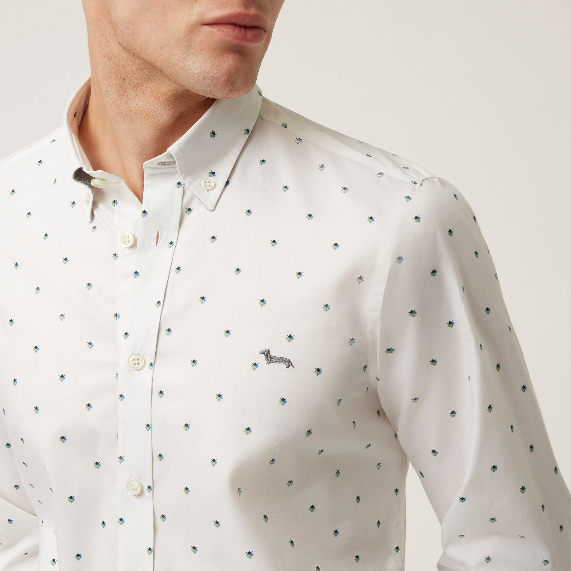 Cotton Shirt With Micro Pattern All Over, White, large image number 2