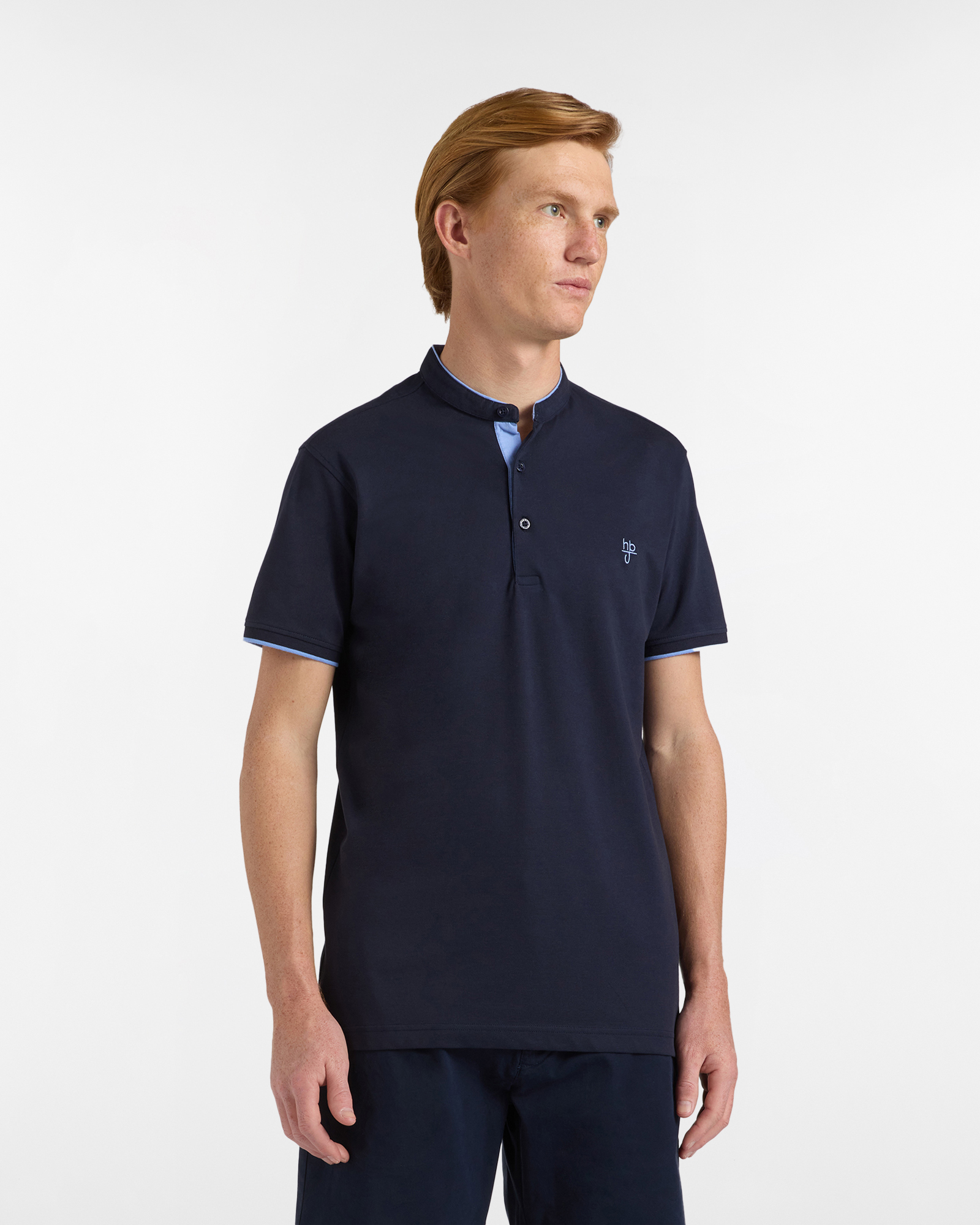 Polo uomo slim fit collo coreano