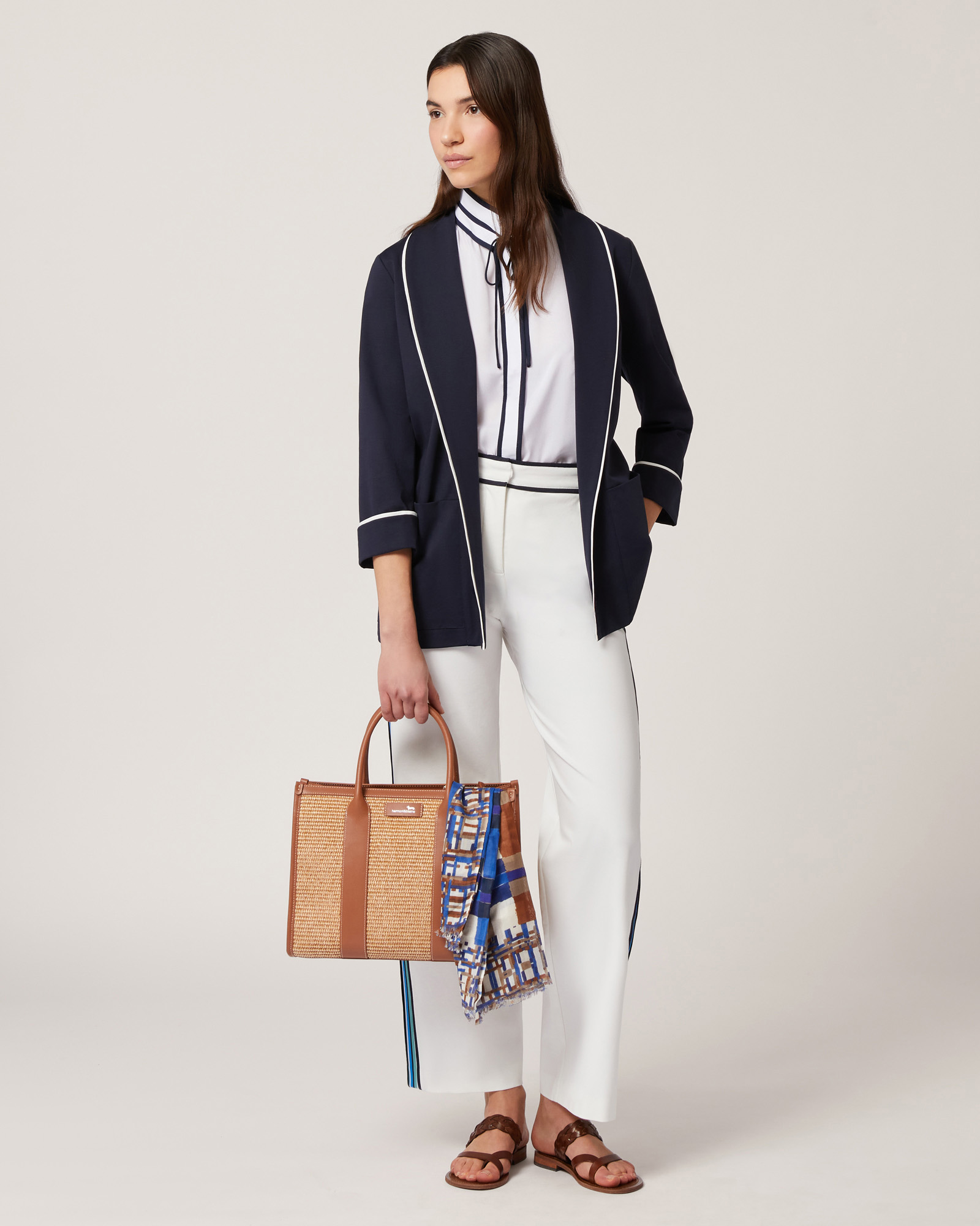Jacket with Contrasting Trims, Navy Blue, large image number 3
