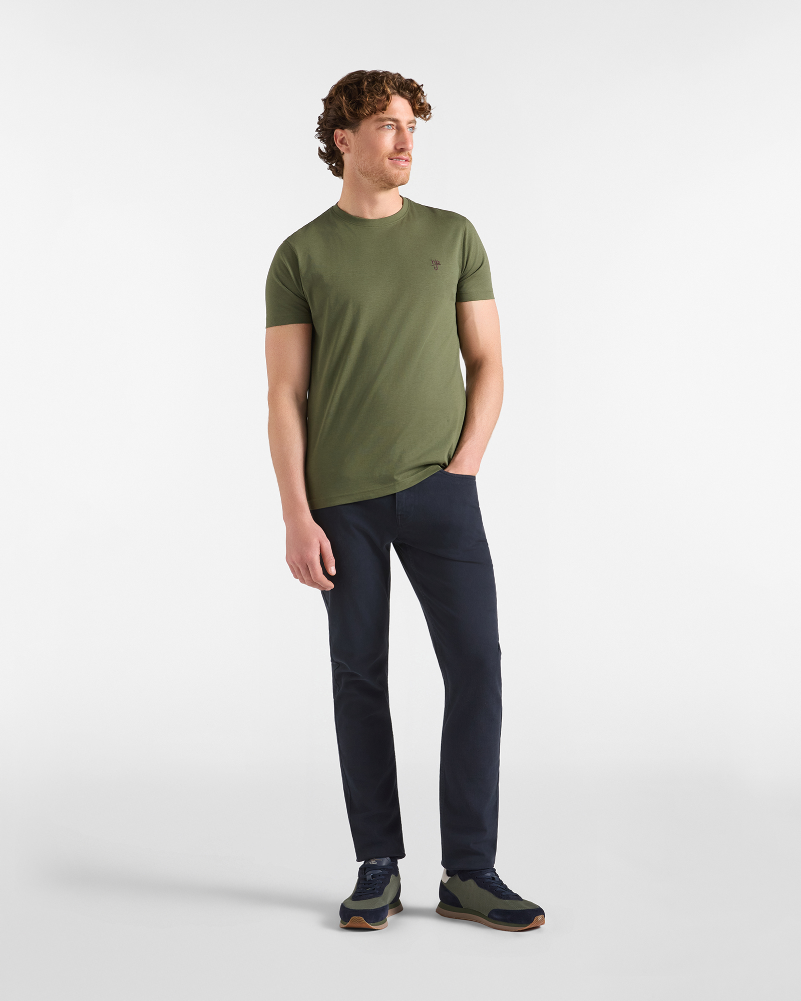 T-shirt HBJ Uomo Narrow Fit in puro cotone, VERDE, large image number 3