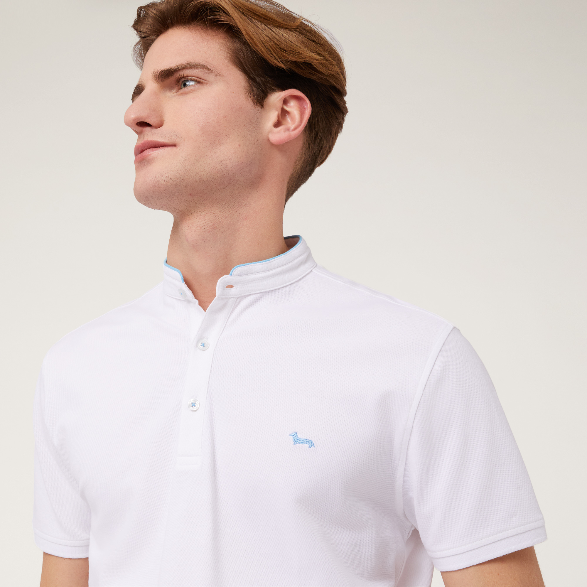 Polo with Mandarin Collar, White, large image number 2