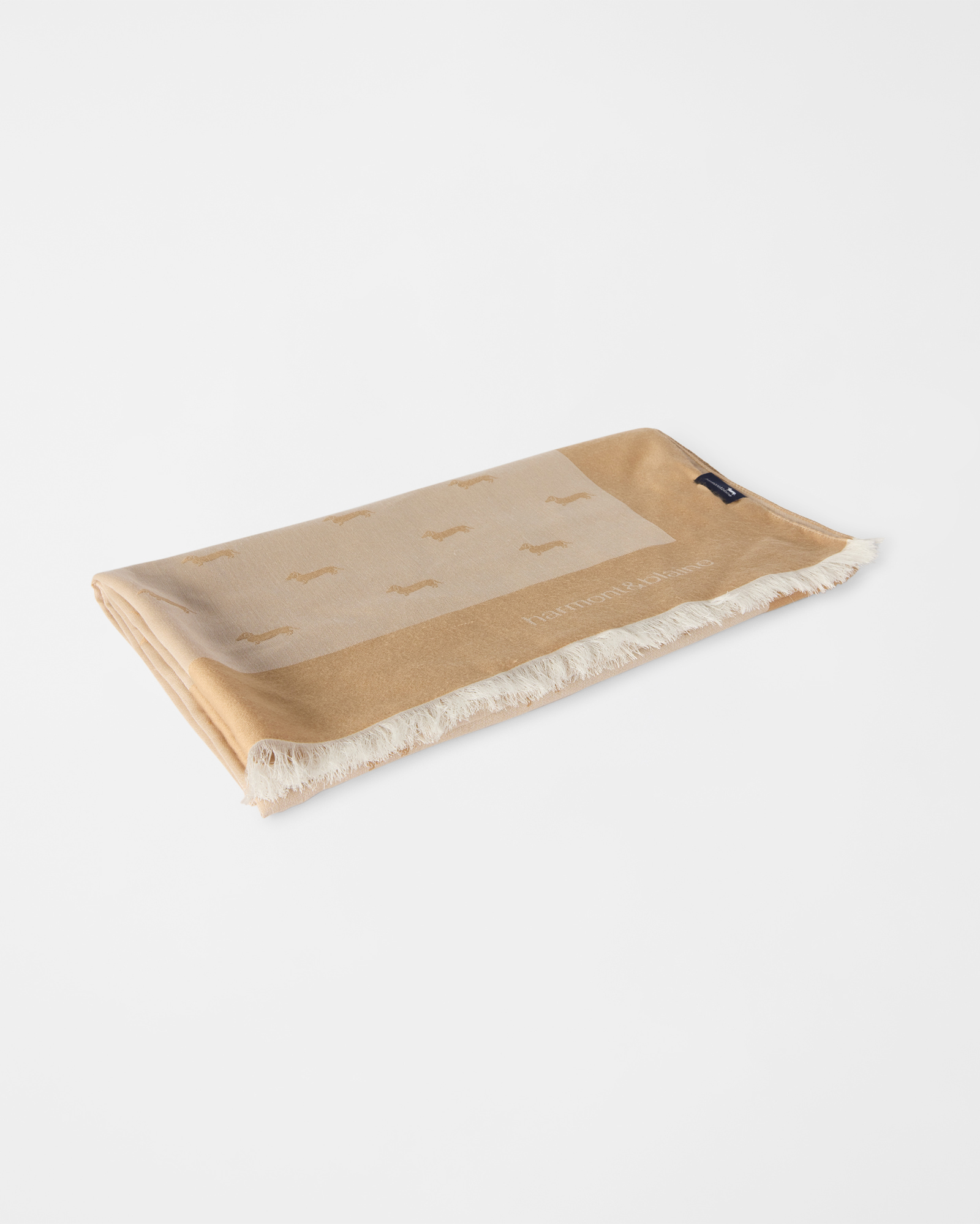 ALL-OVER JACQUARD SCARF WITH POMERANIANS, BEIGE, large image number 2