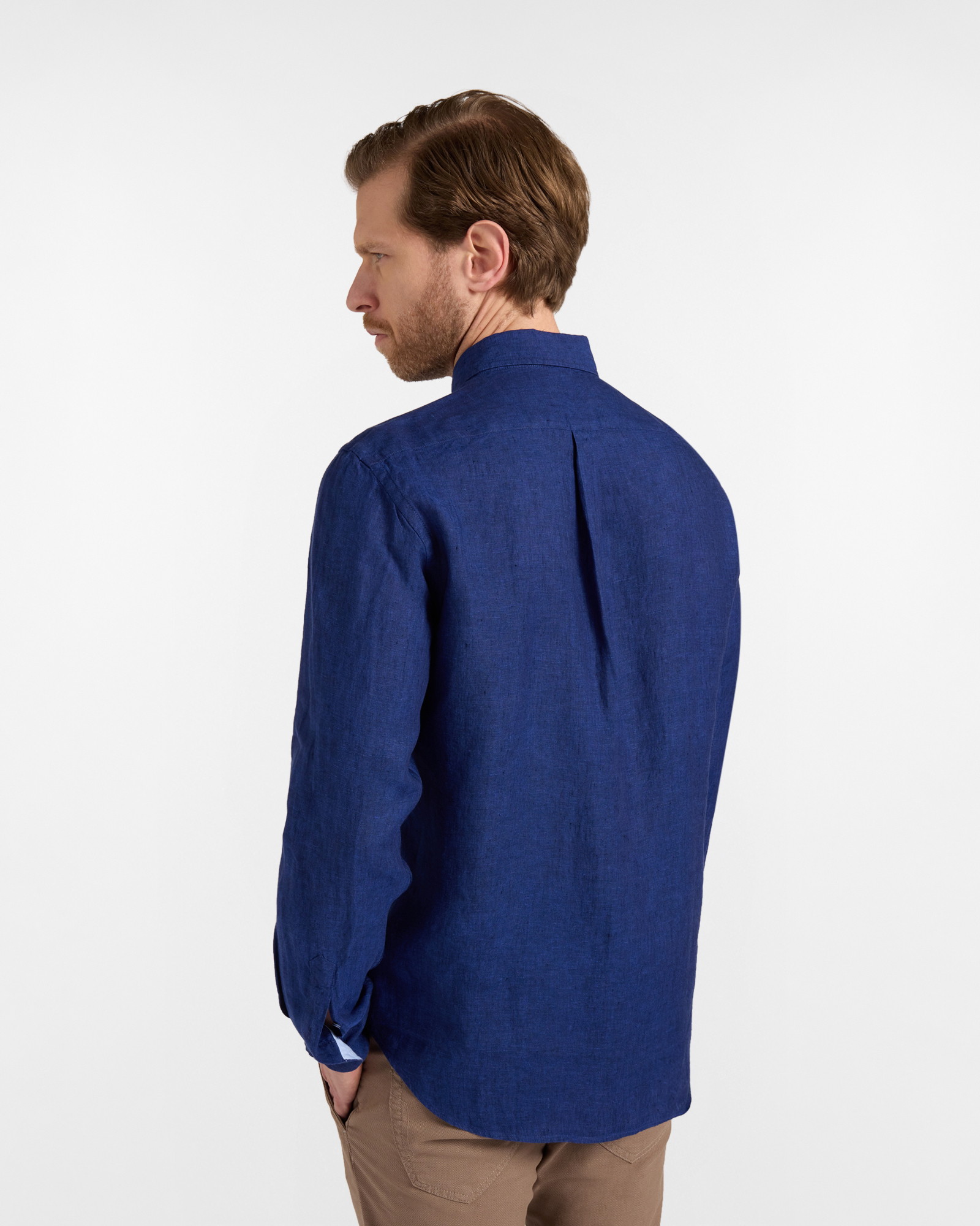 Linen shirt with contrasting bands