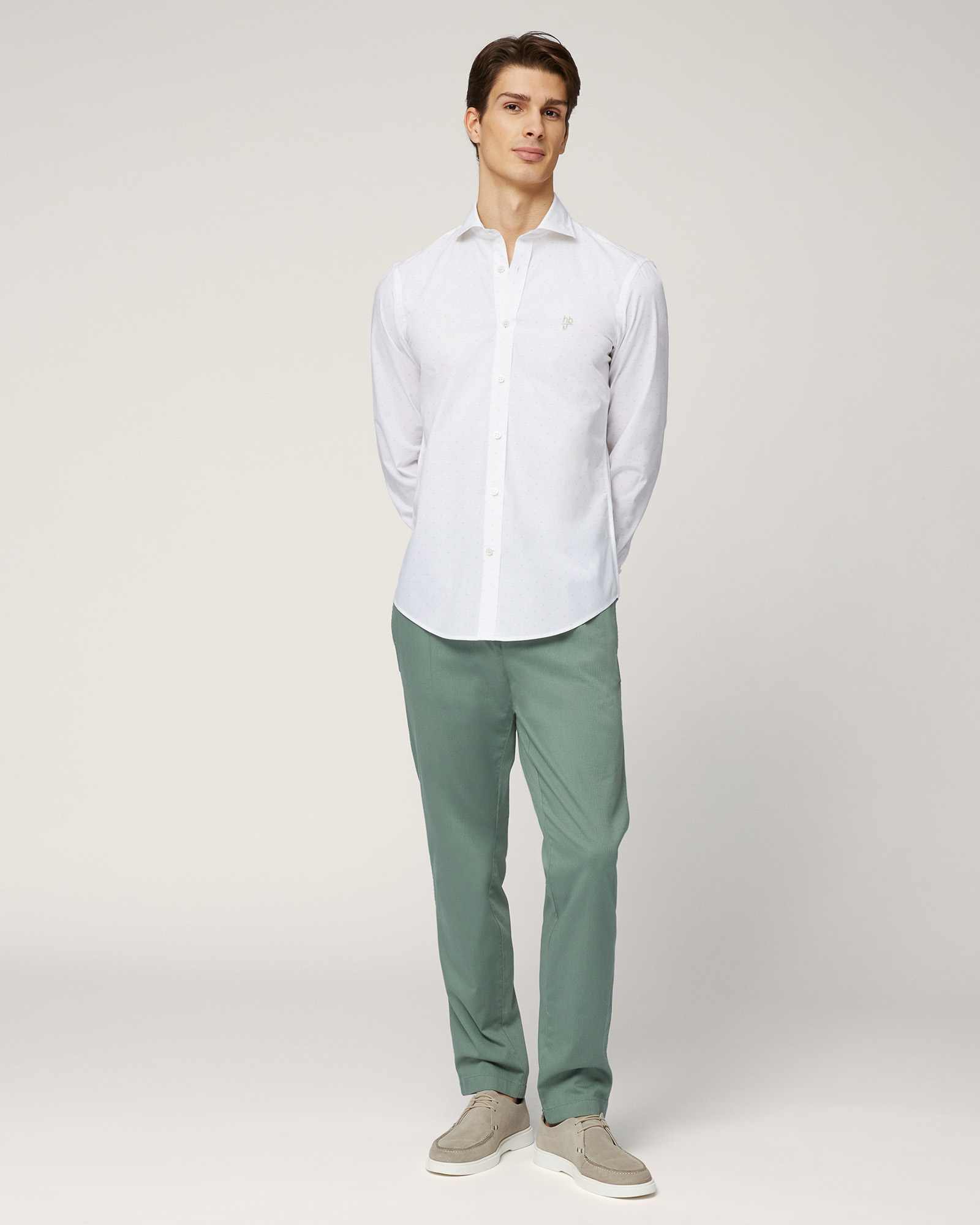Cotton Narrow-Fit Shirt, Light Green, large image number 3