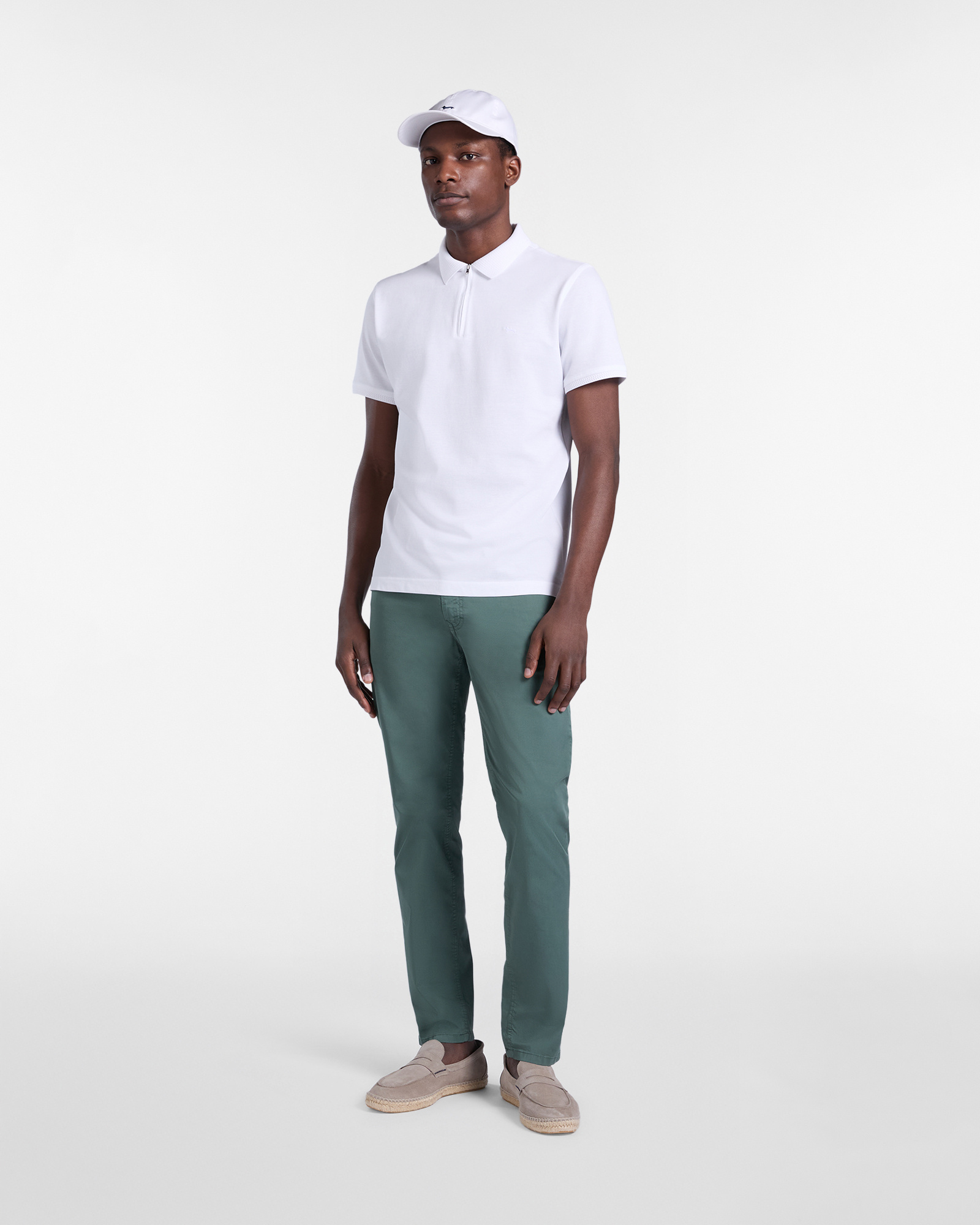 Zip-up polo shirt with 3D collar, White, large image number 3