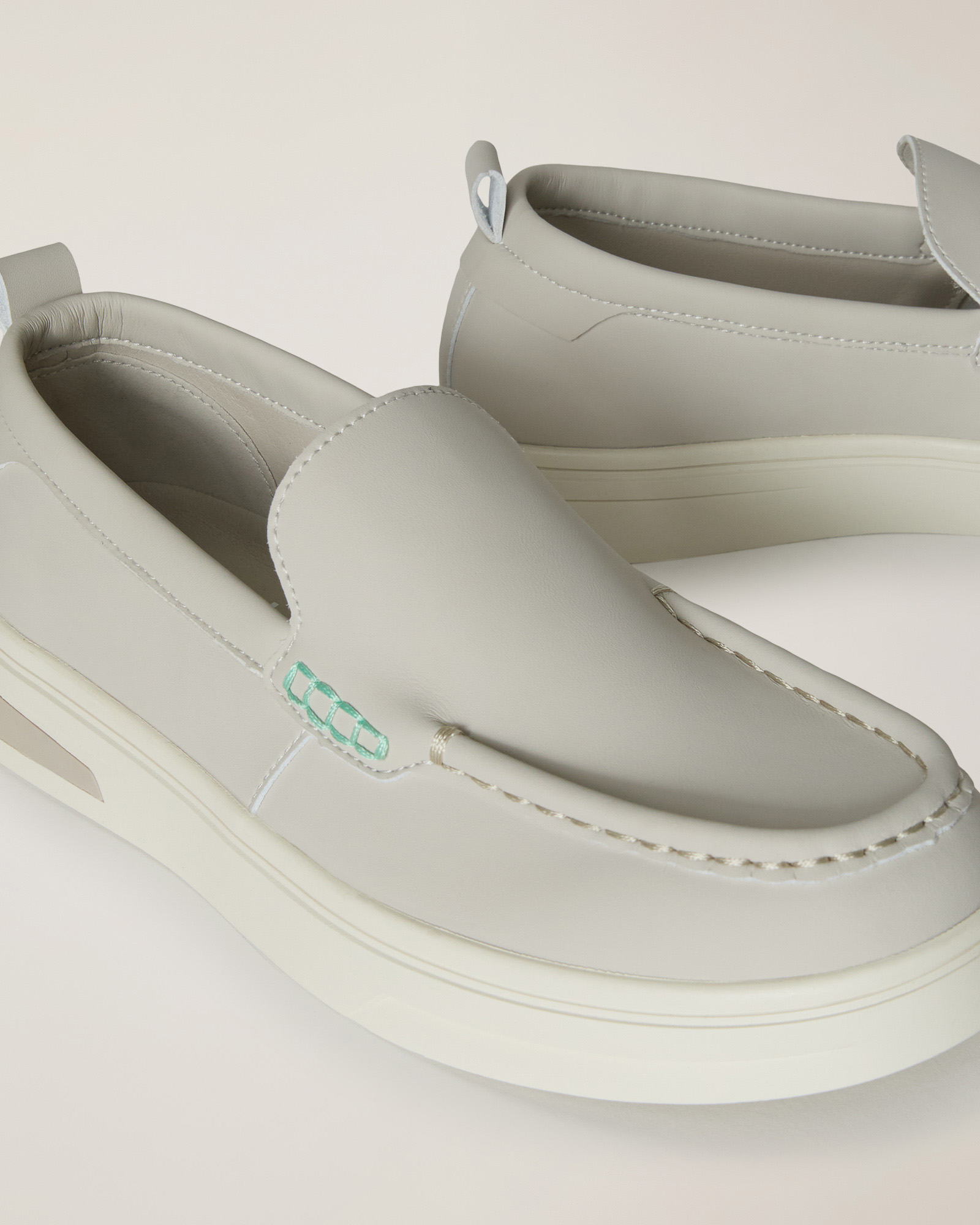 Leather Loafers with Contrast, Sand, large image number 3