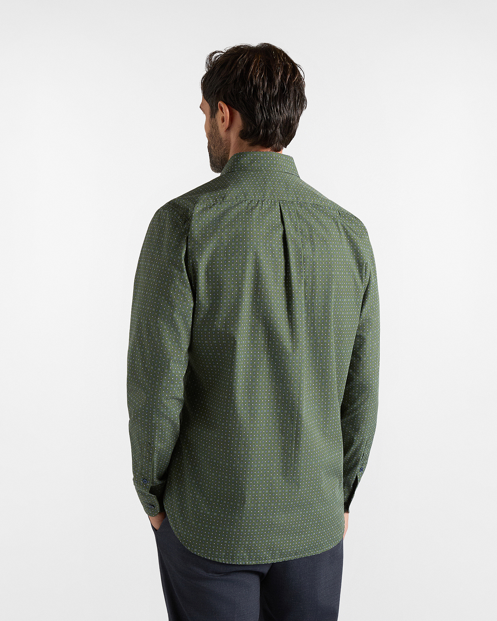 Men's regular-fit shirt with micro-tie print, SPORT GREEN, large