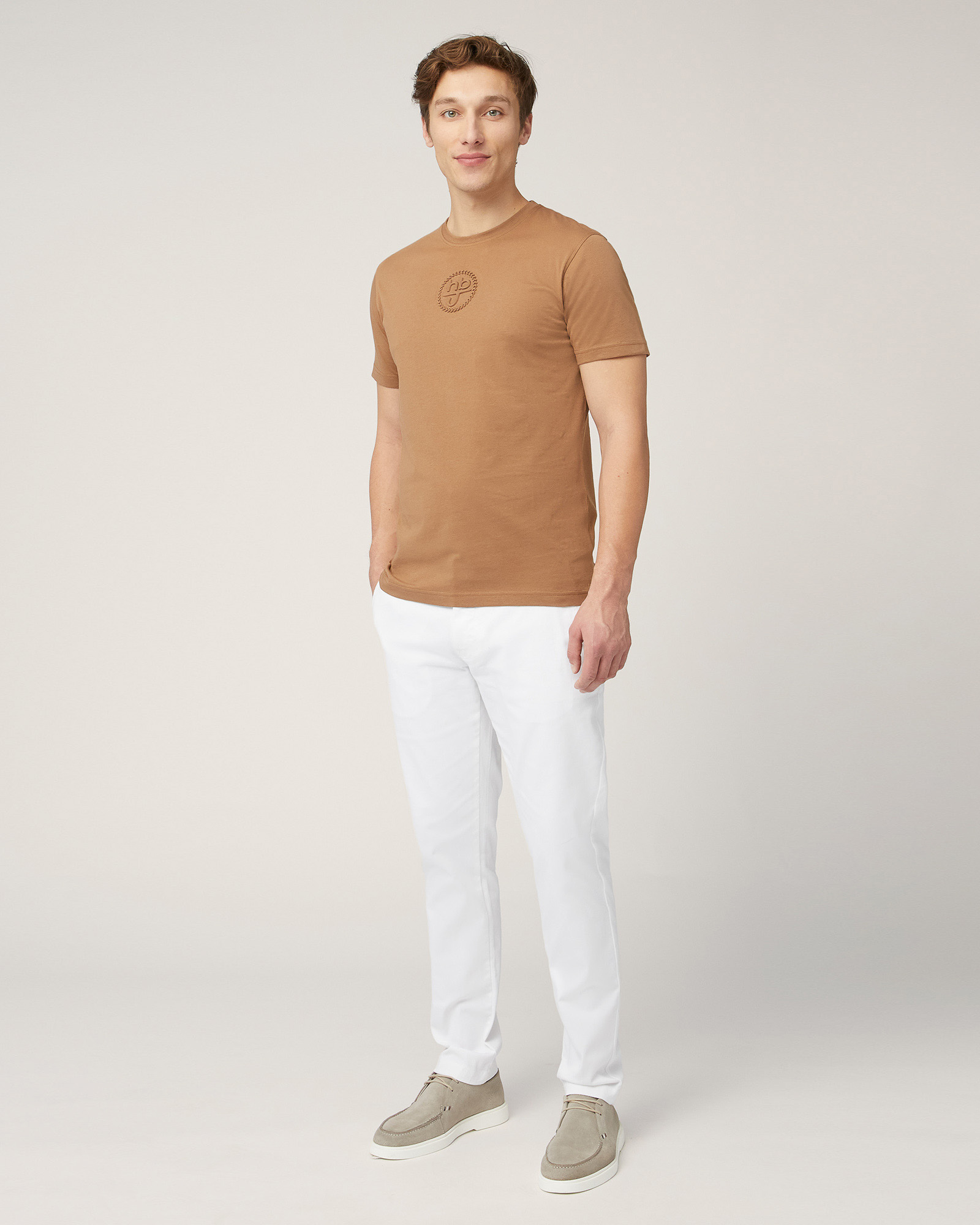 T-shirt with Monogram Print, Light Brown, large image number 3
