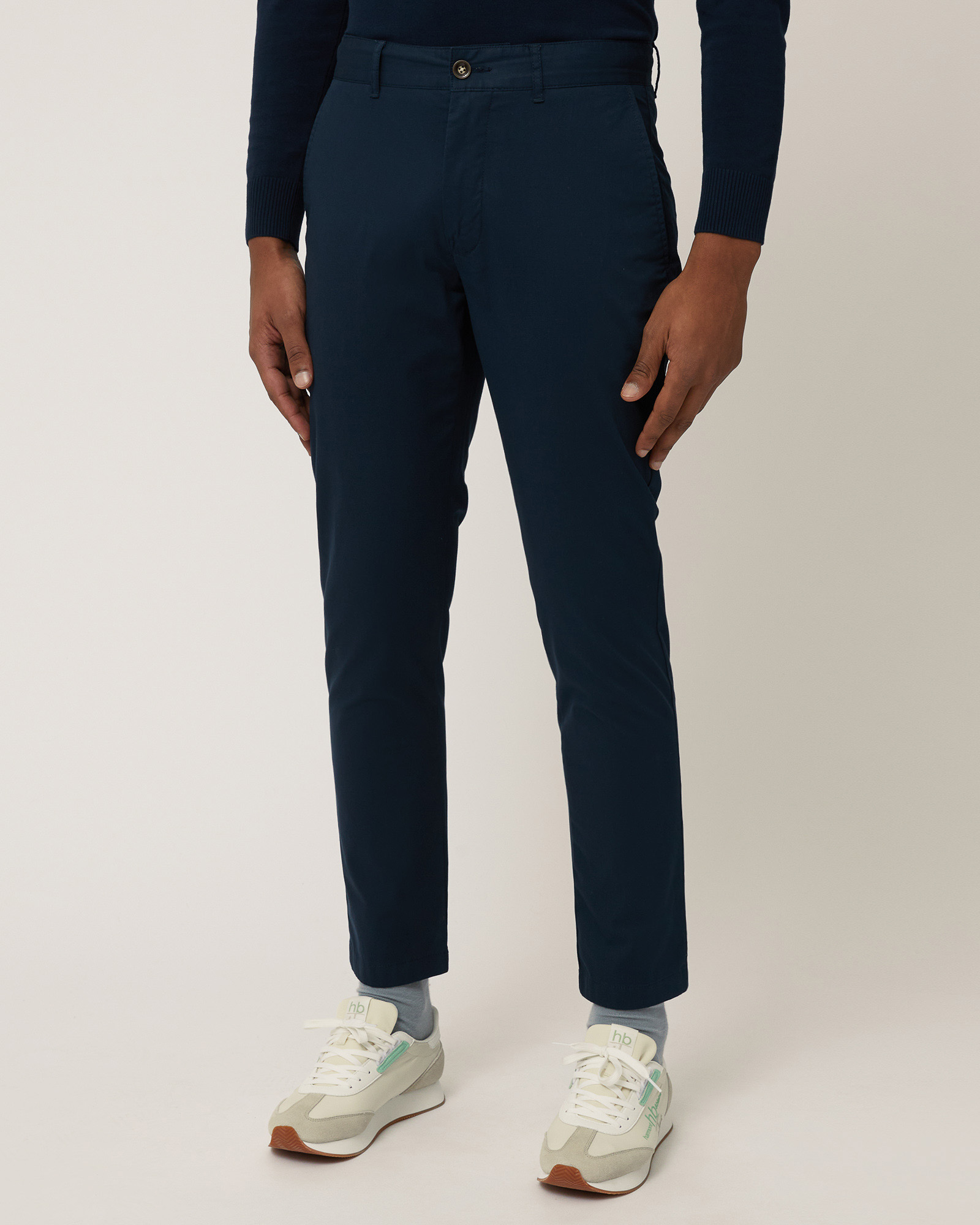 Pantaloni Chino In Cotone, Blu Scuro, large