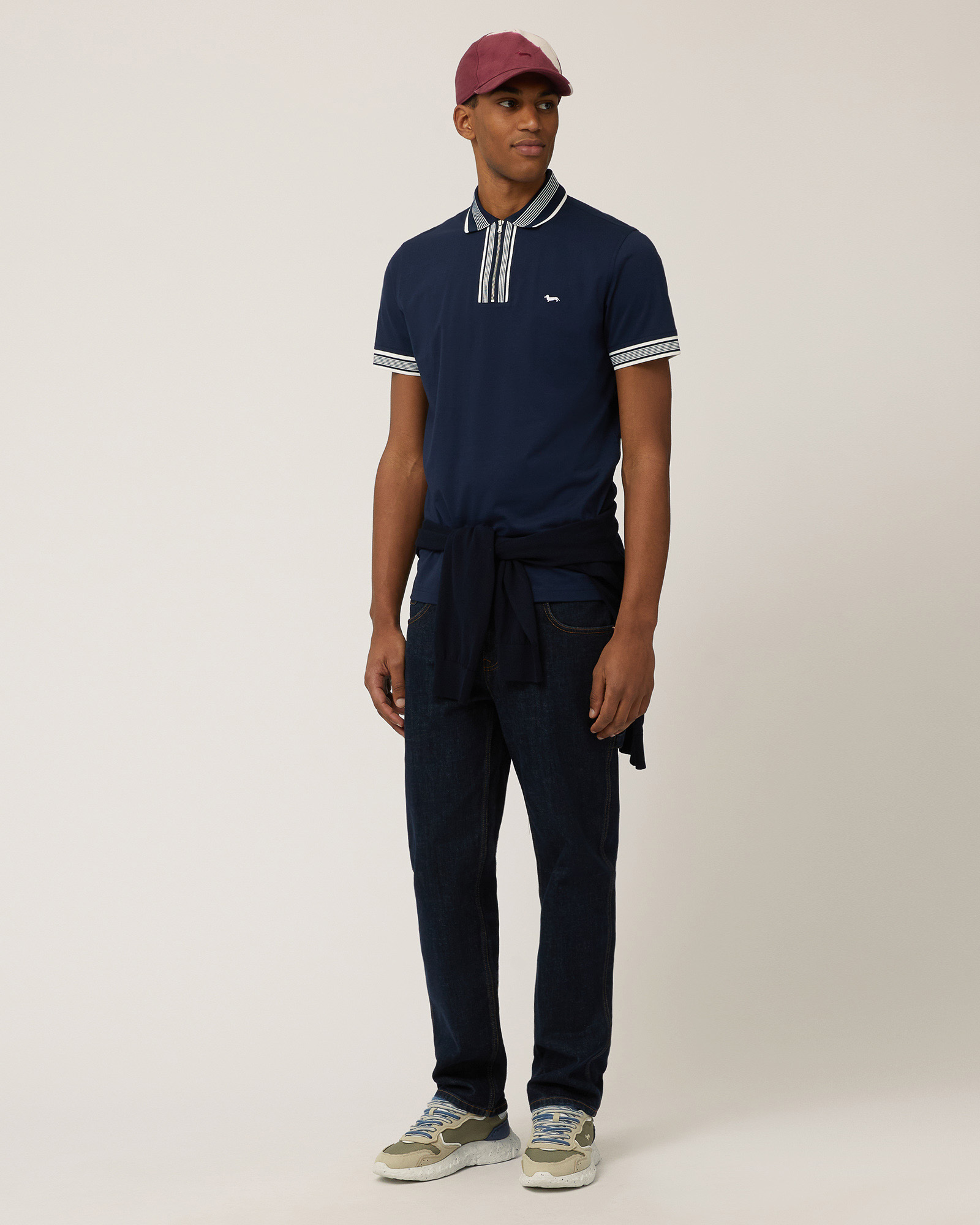 Poloshirt mit Reißverschluss aus Baumwolle, Marineblau, large image number 3