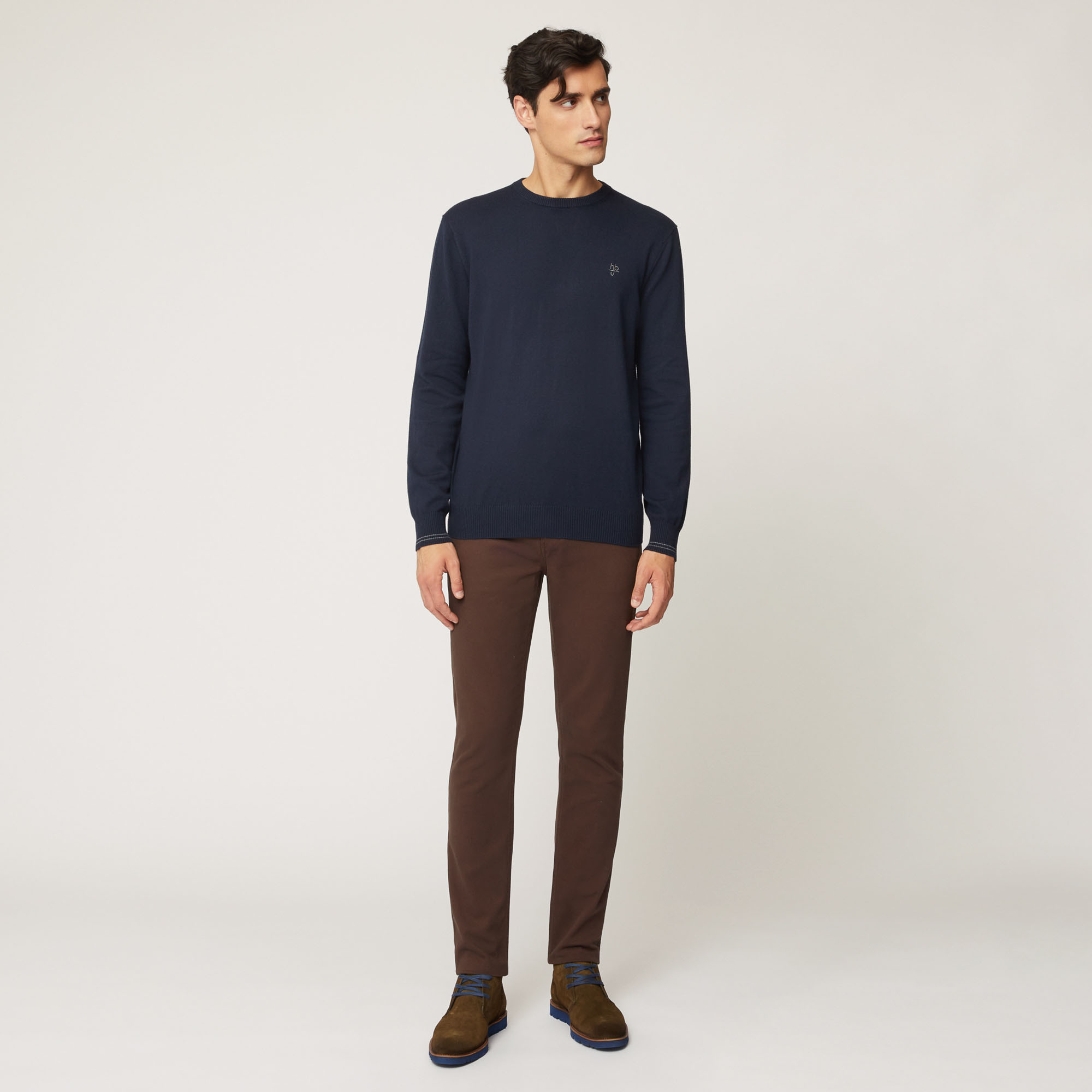 Pullover Girocollo Con Dettaglio A Contrasto Sui Polsi, Light Blue, large image number 3