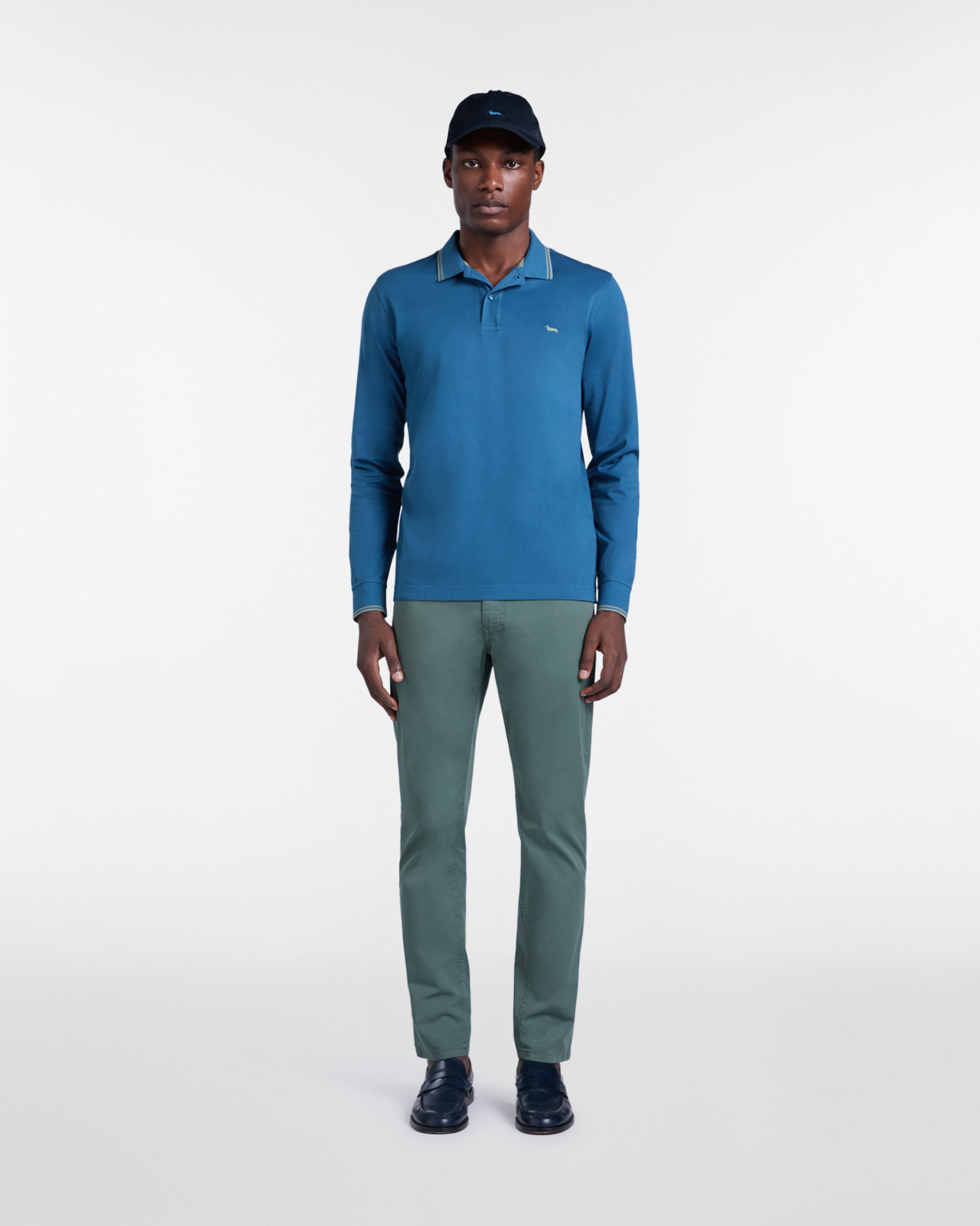 Men's polo shirt with contrasting stripes, Blue, large image number 3