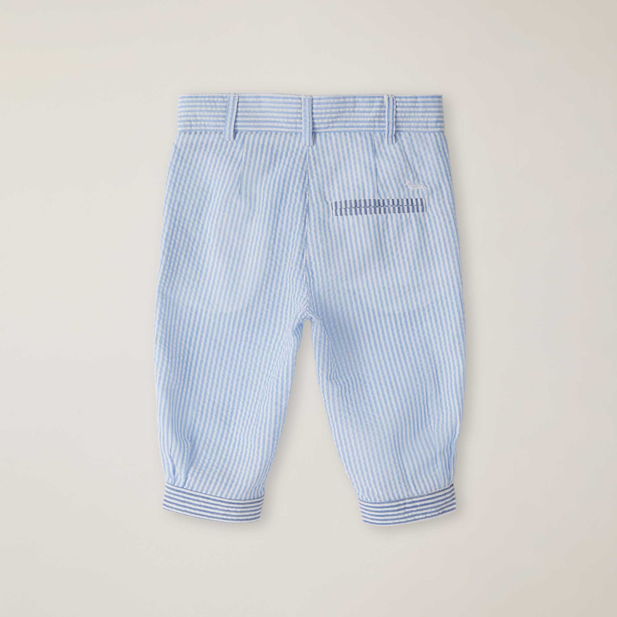 Seersucker Bermuda shorts with Dachshund embroidery