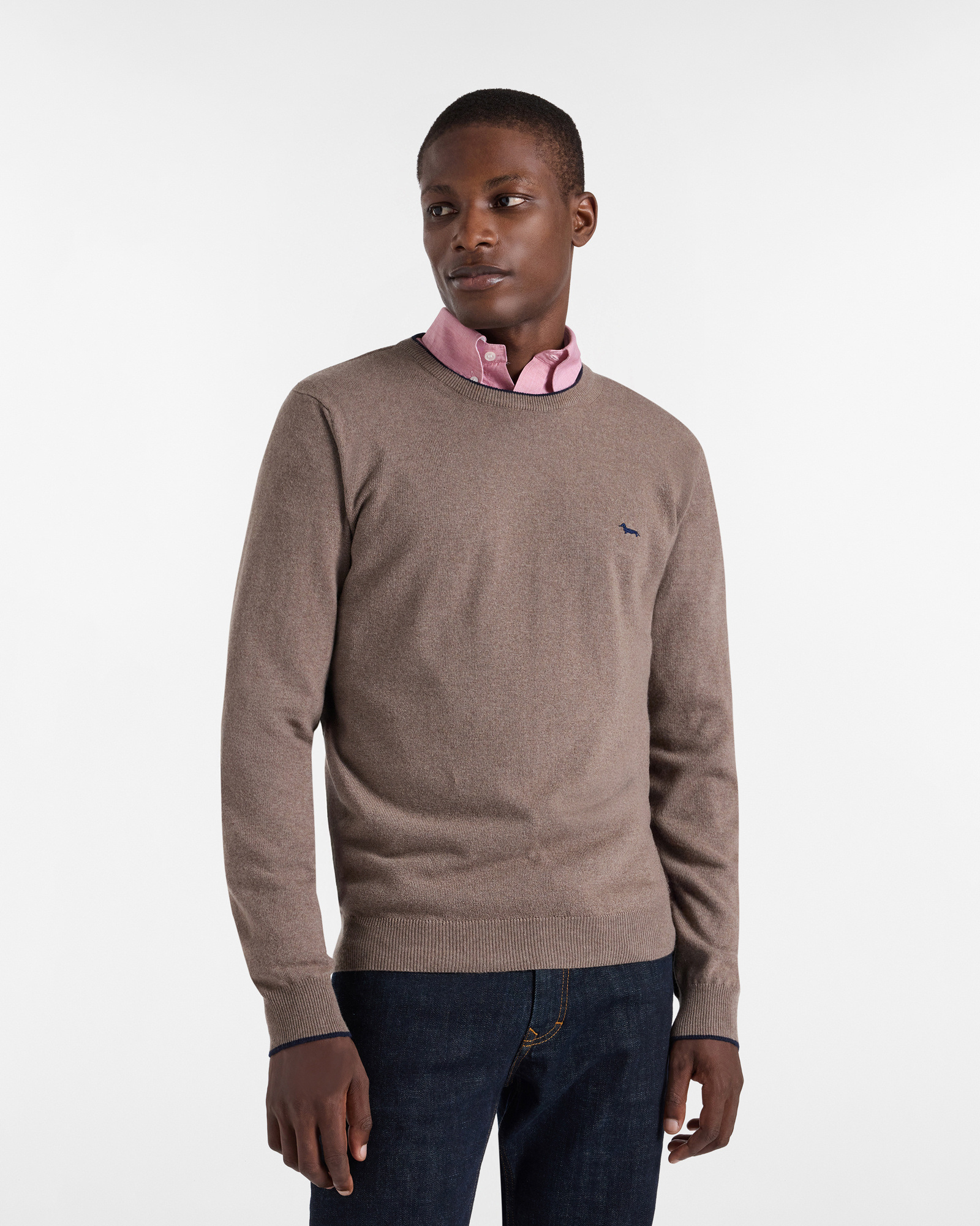 Sweater with Contrast Details, Leather, large