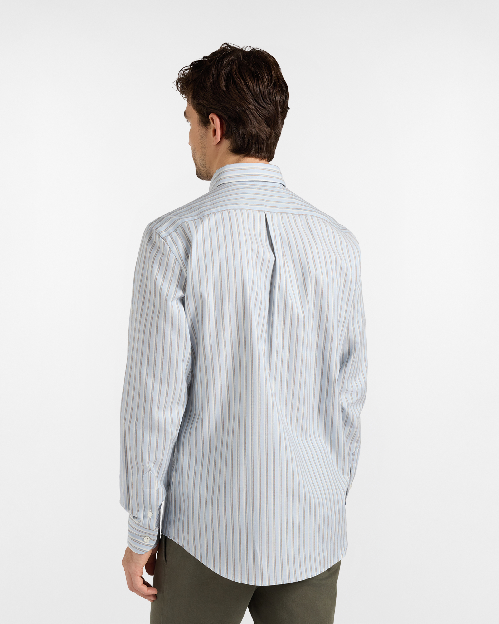 Camicia HBJ Uomo Regular Fit con collo Montecarlo in puro cotone a righe, BIANCO, large