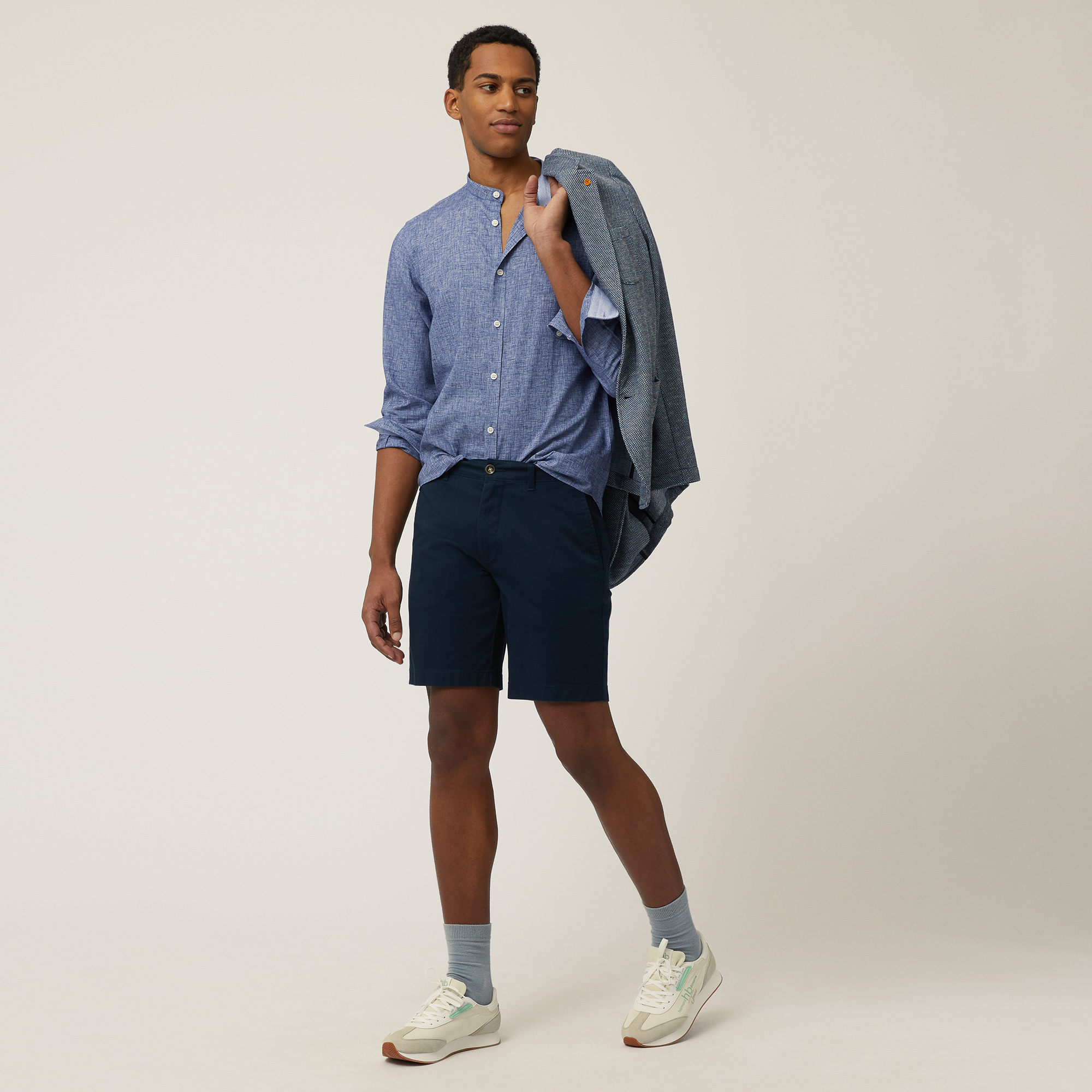 Twill Chino Shorts, Dark Blue, large image number 3