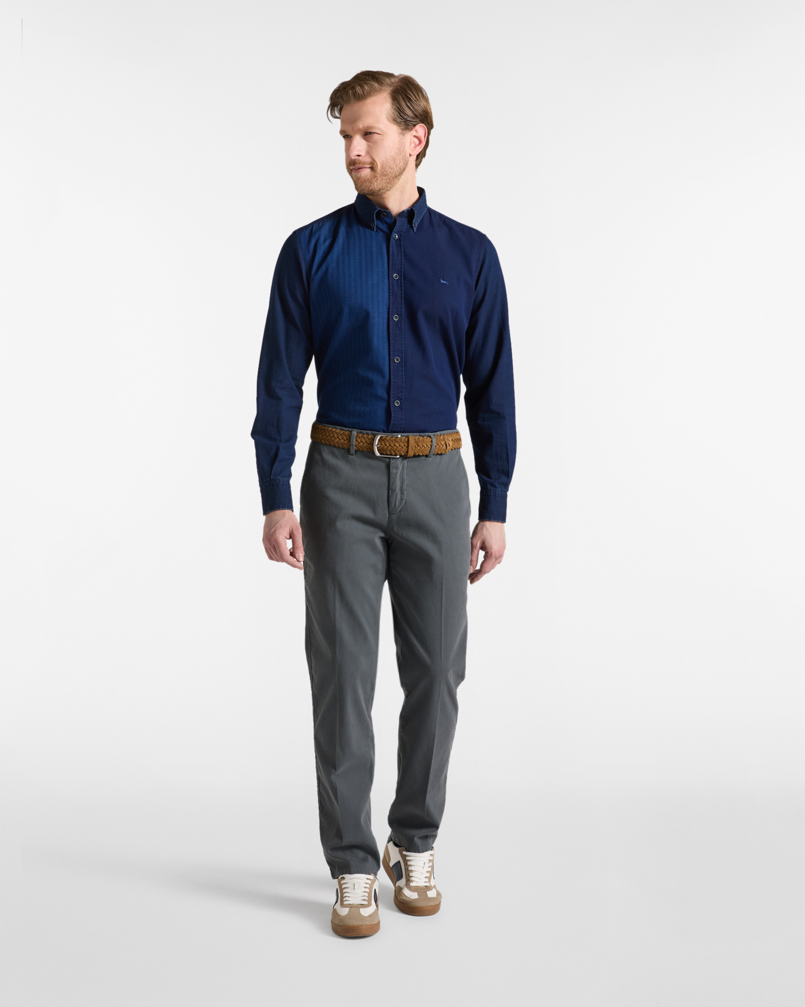 Pantalone Chino Uomo in cotone stretch grigio Regular Fit, GRIGIO, large image number 3