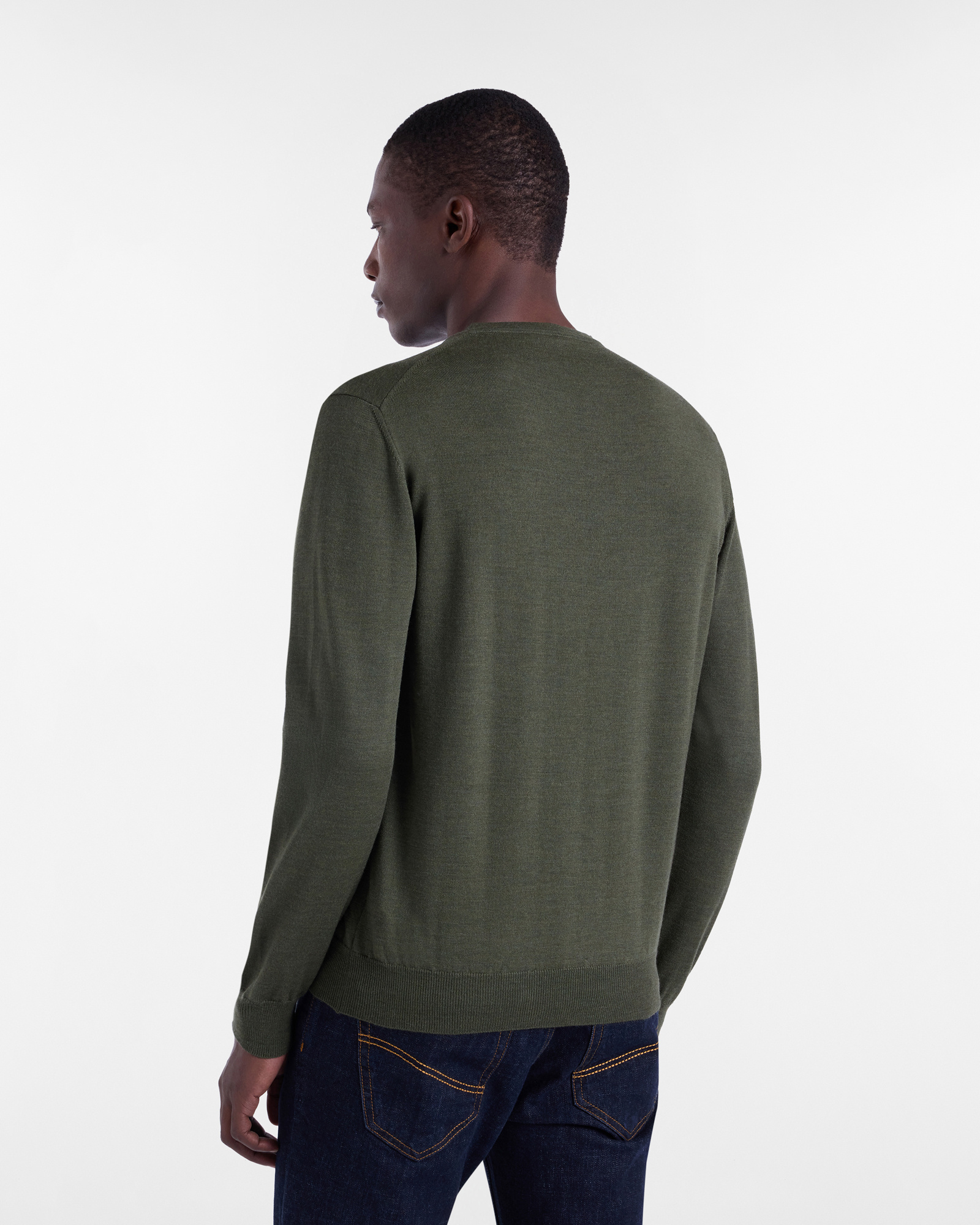 V-Neck Sweater, Olive Green, large image number 1