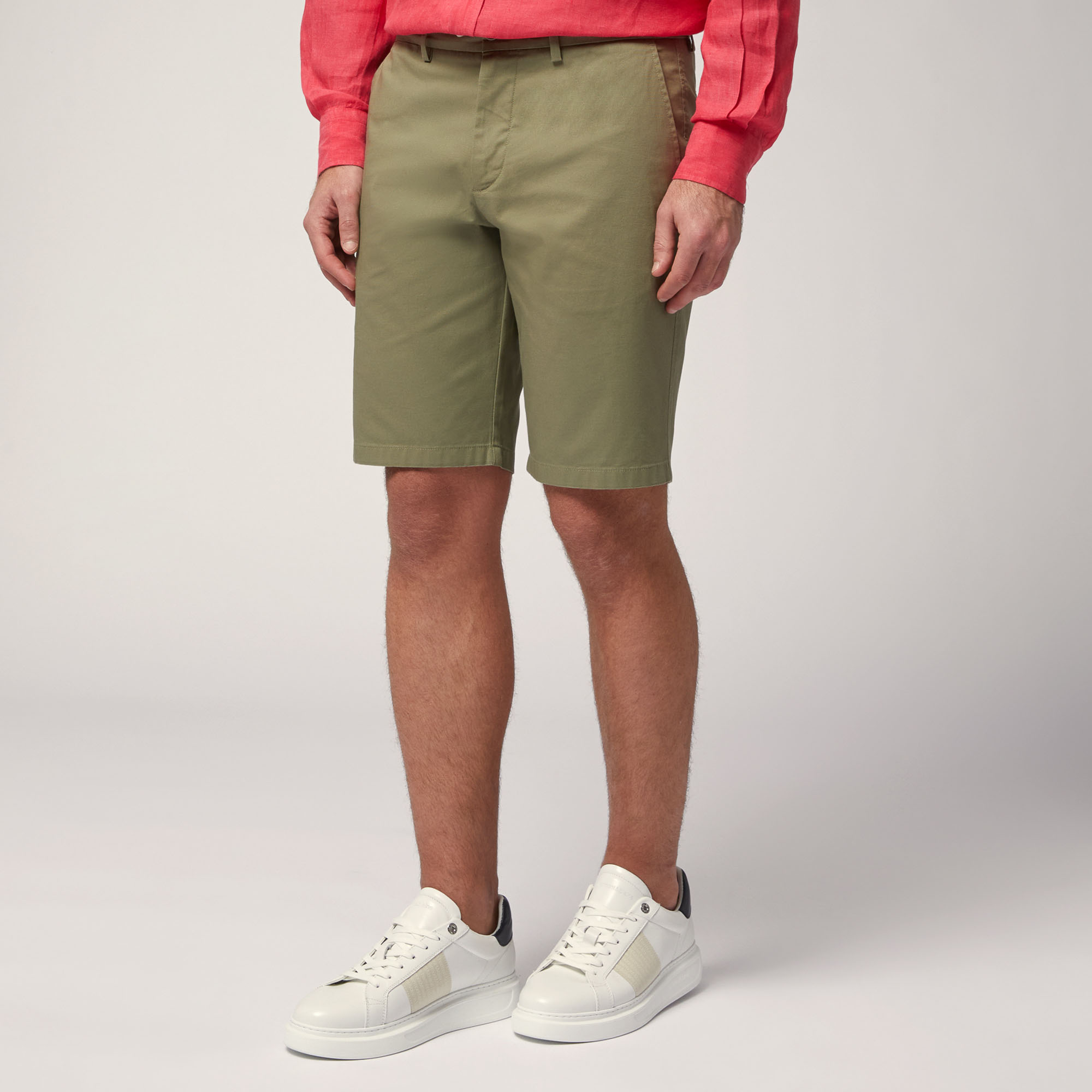 Bermudas de algodón elástico, Verde, large