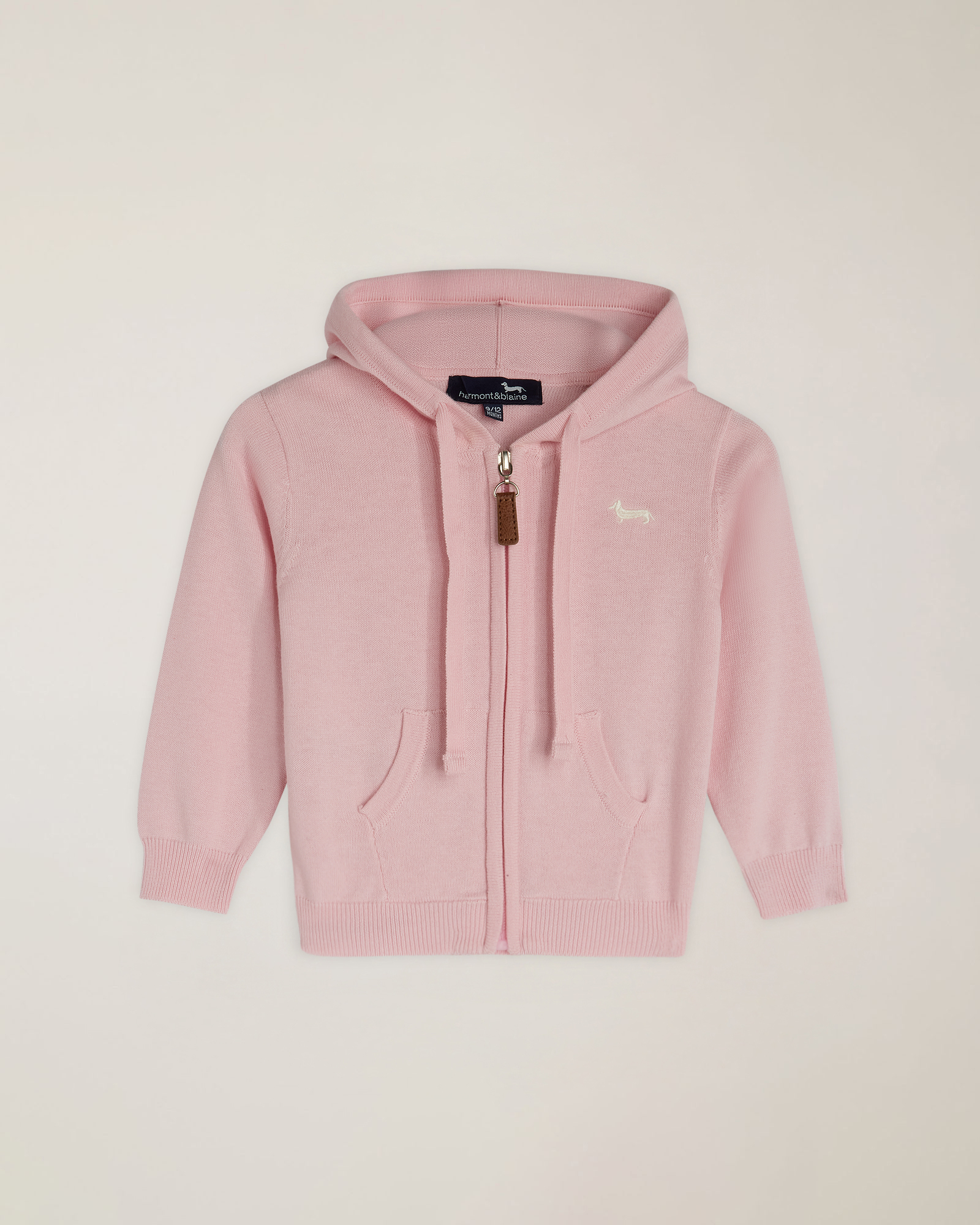Cardigan full zip con cappuccio e ricamo logo