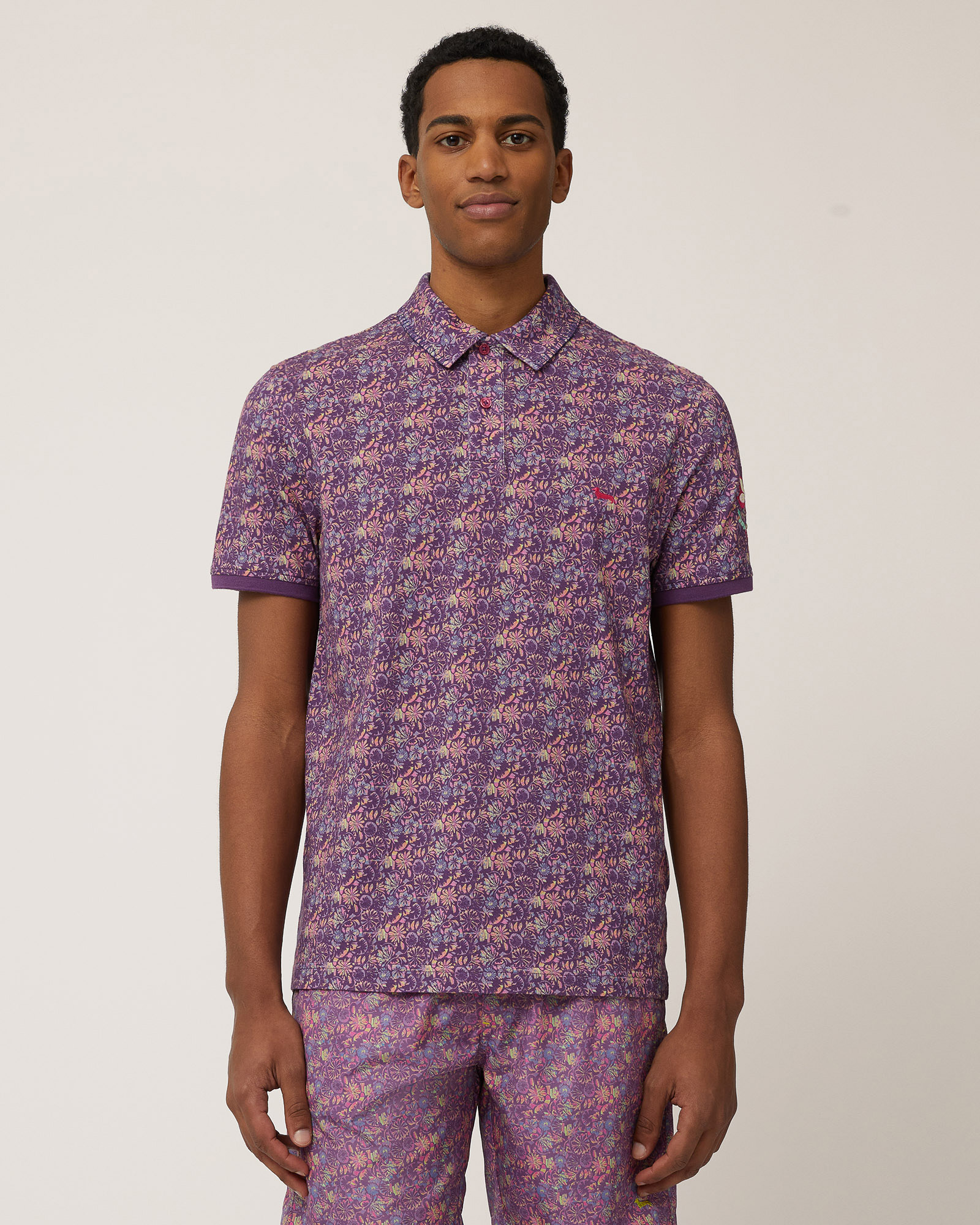 Cotton Polo with Flowers