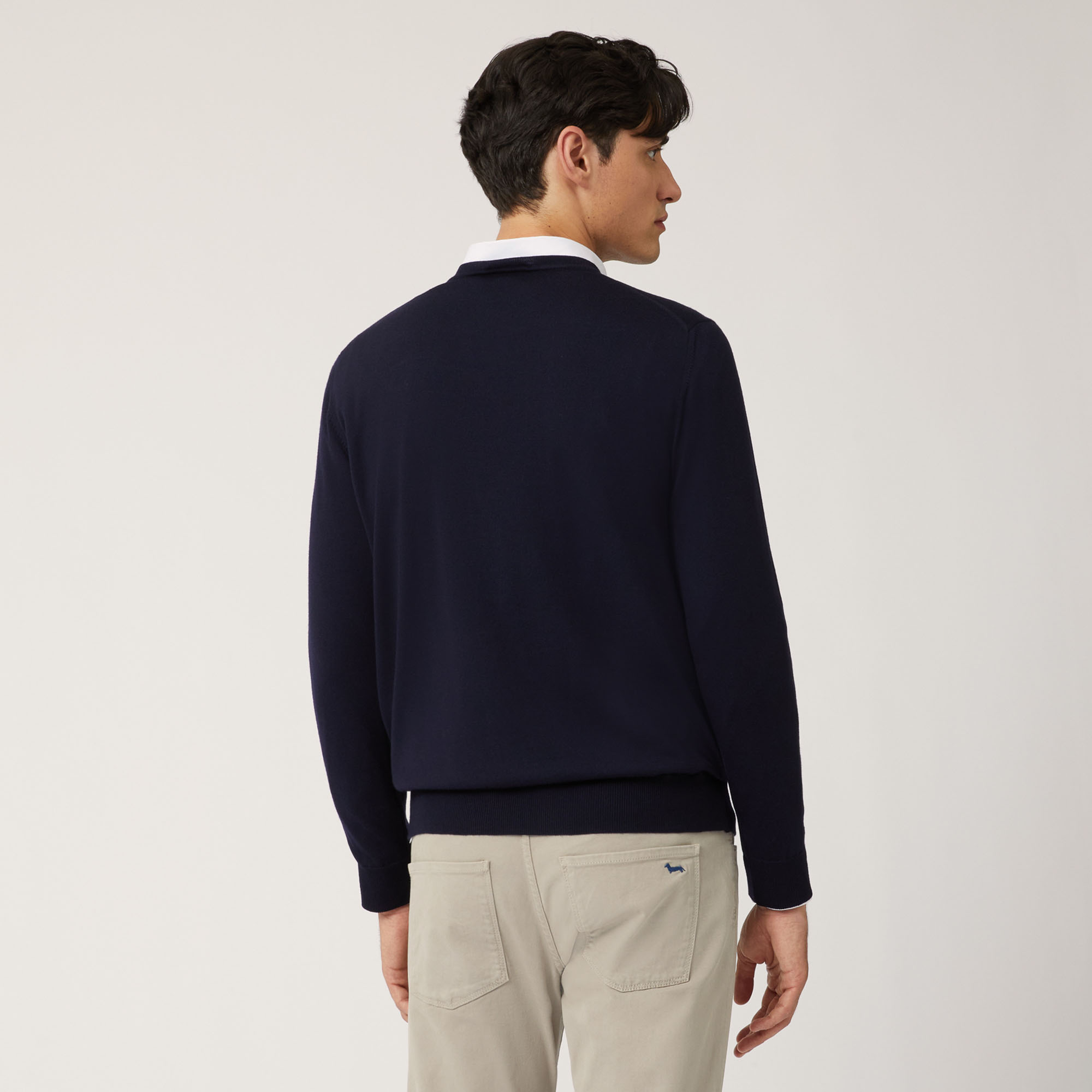 Merino Wool Crew-Neck Pullover, Blue, large image number 1