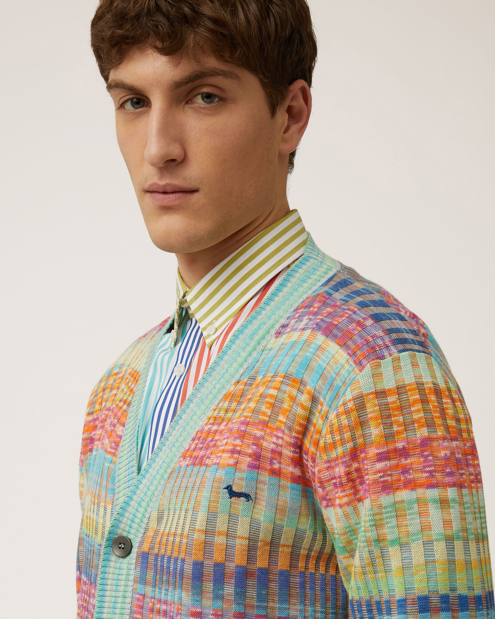 Multicolor Ribbed Cardigan, Light Green, large image number 2