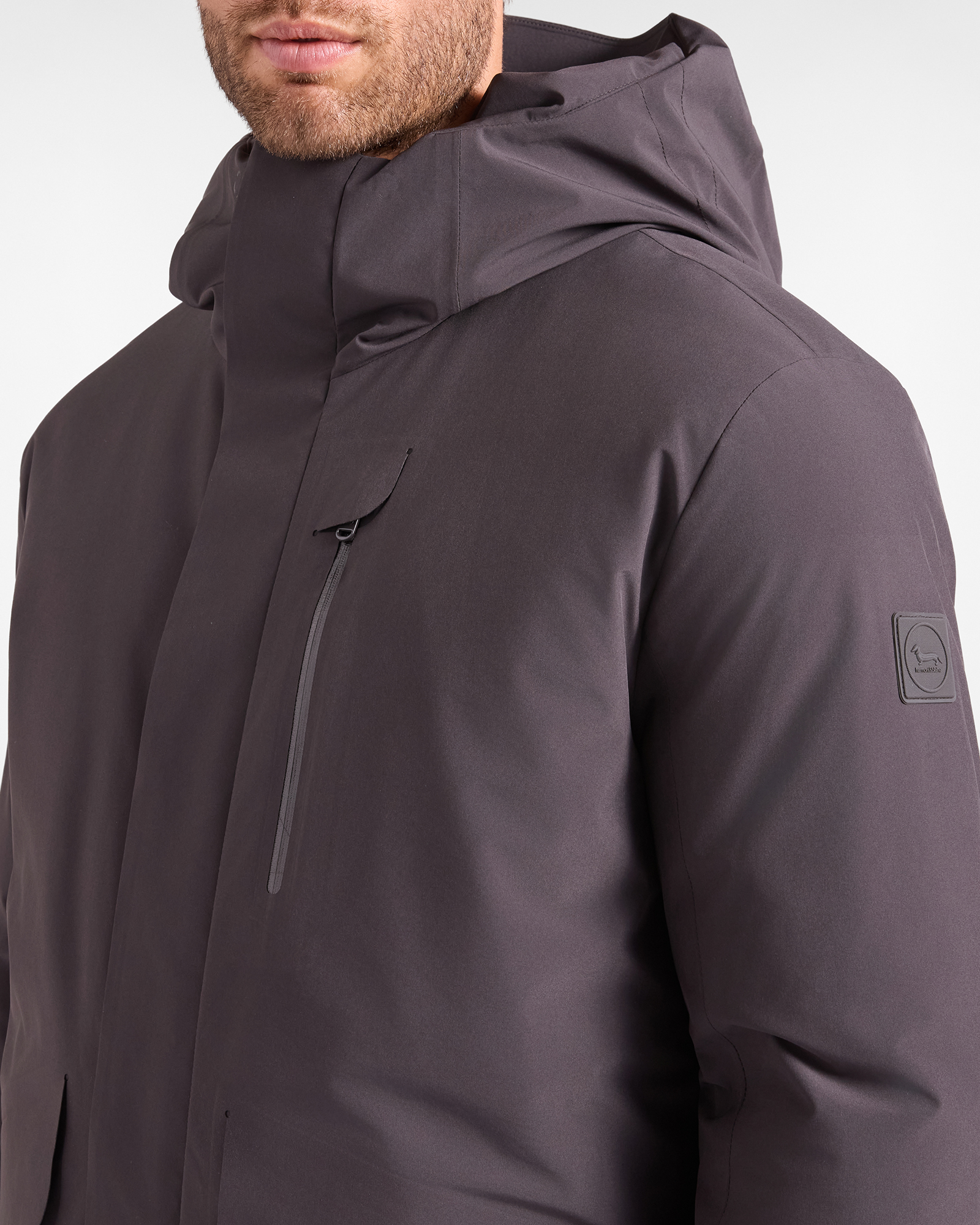 Men&rsquo;s technical fabric softshell jacket, DARK BROWN, large