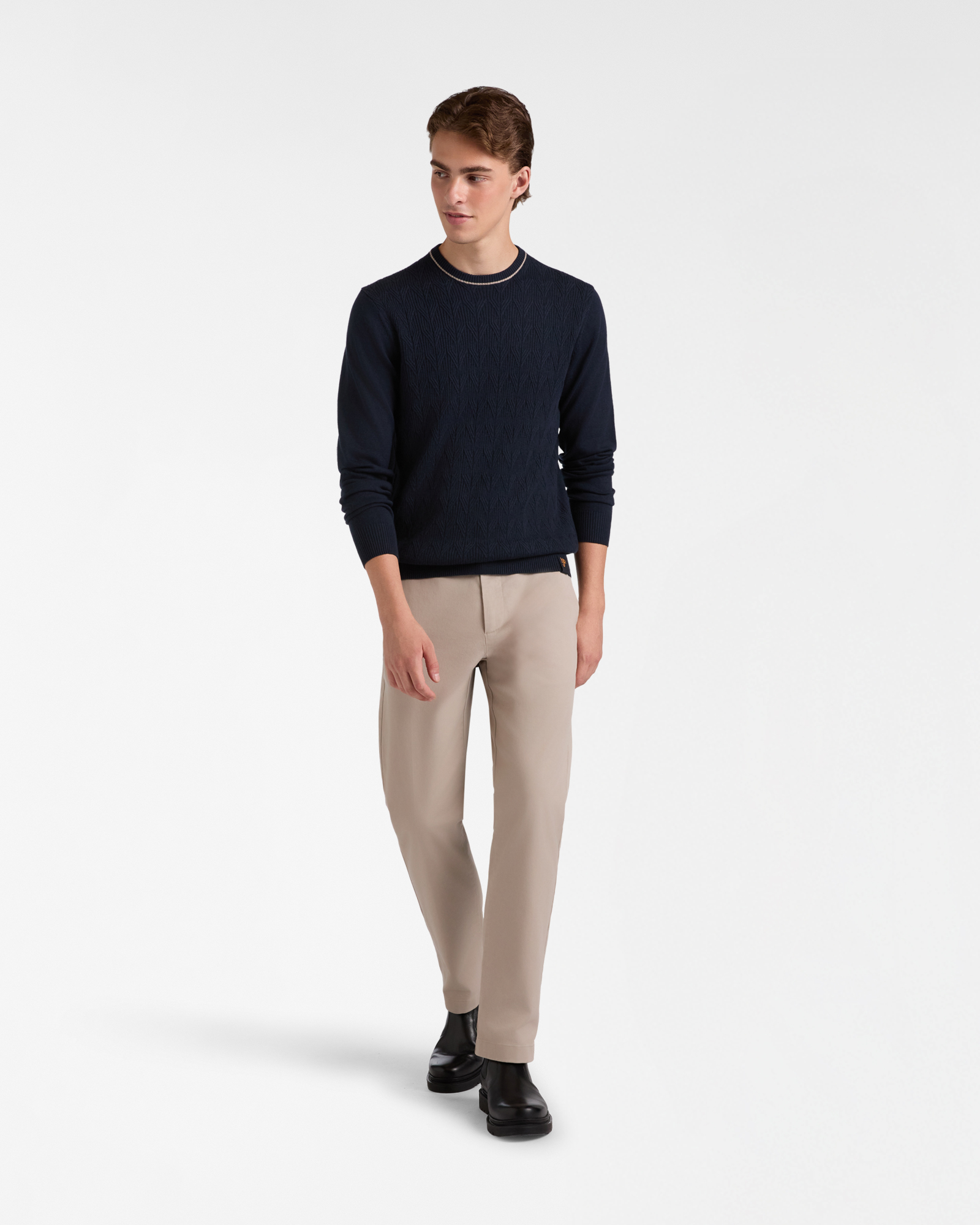 Pantaloni Cargo Carrot Fit in Cotone Stretch, Beige, large image number 3