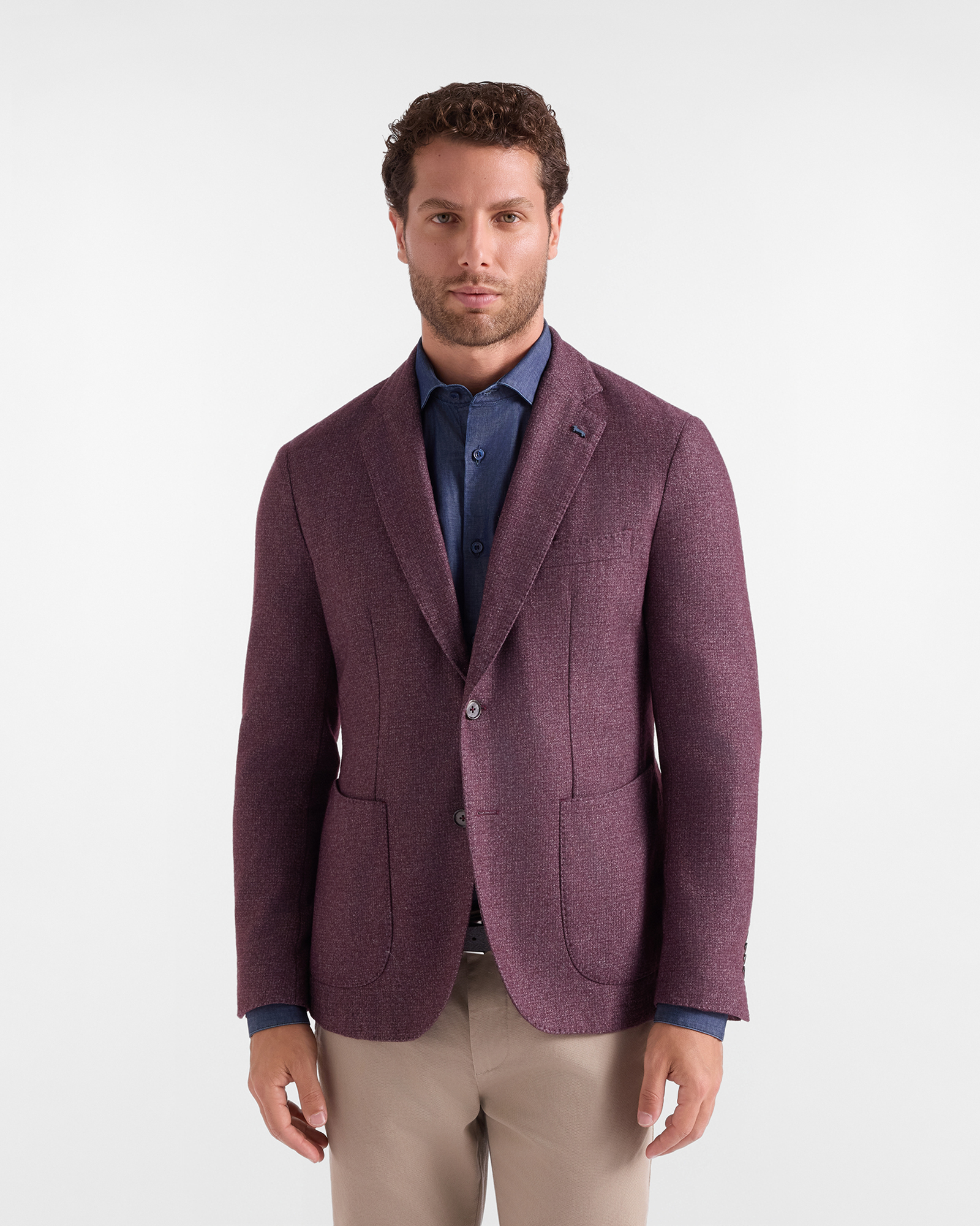 Men&rsquo;s dark purple wool-dyed jacket with a m&eacute;lange effect