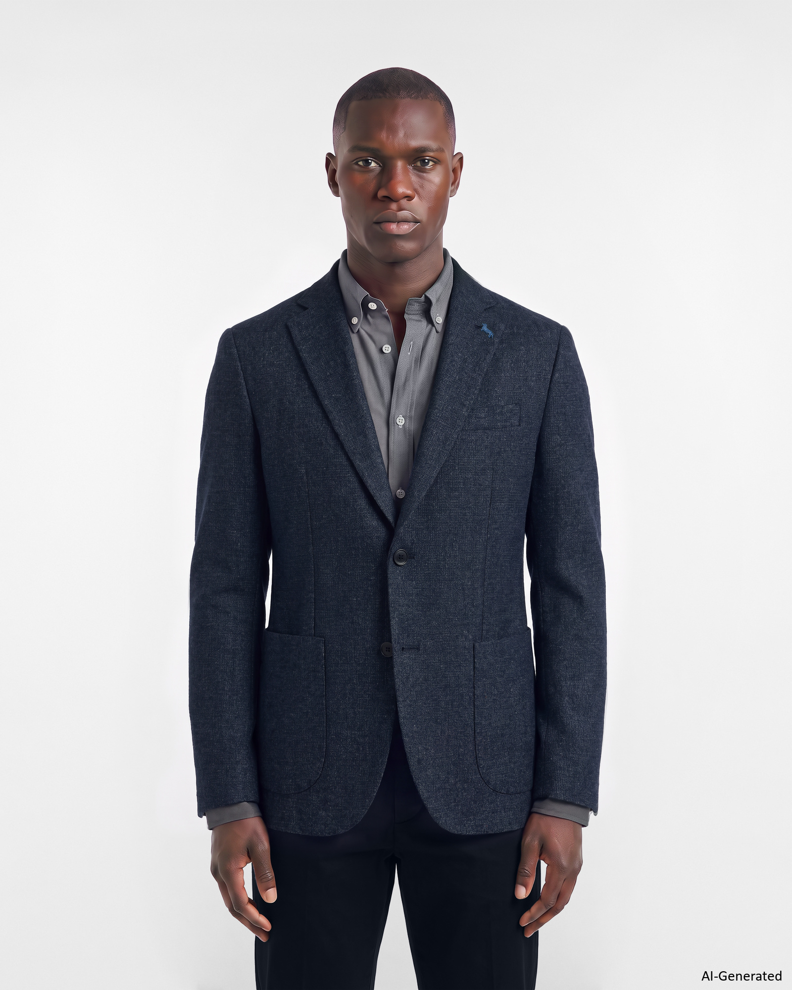 Giacca Uomo sartoriale a 2 bottoni in misto lana e cotone blu navy