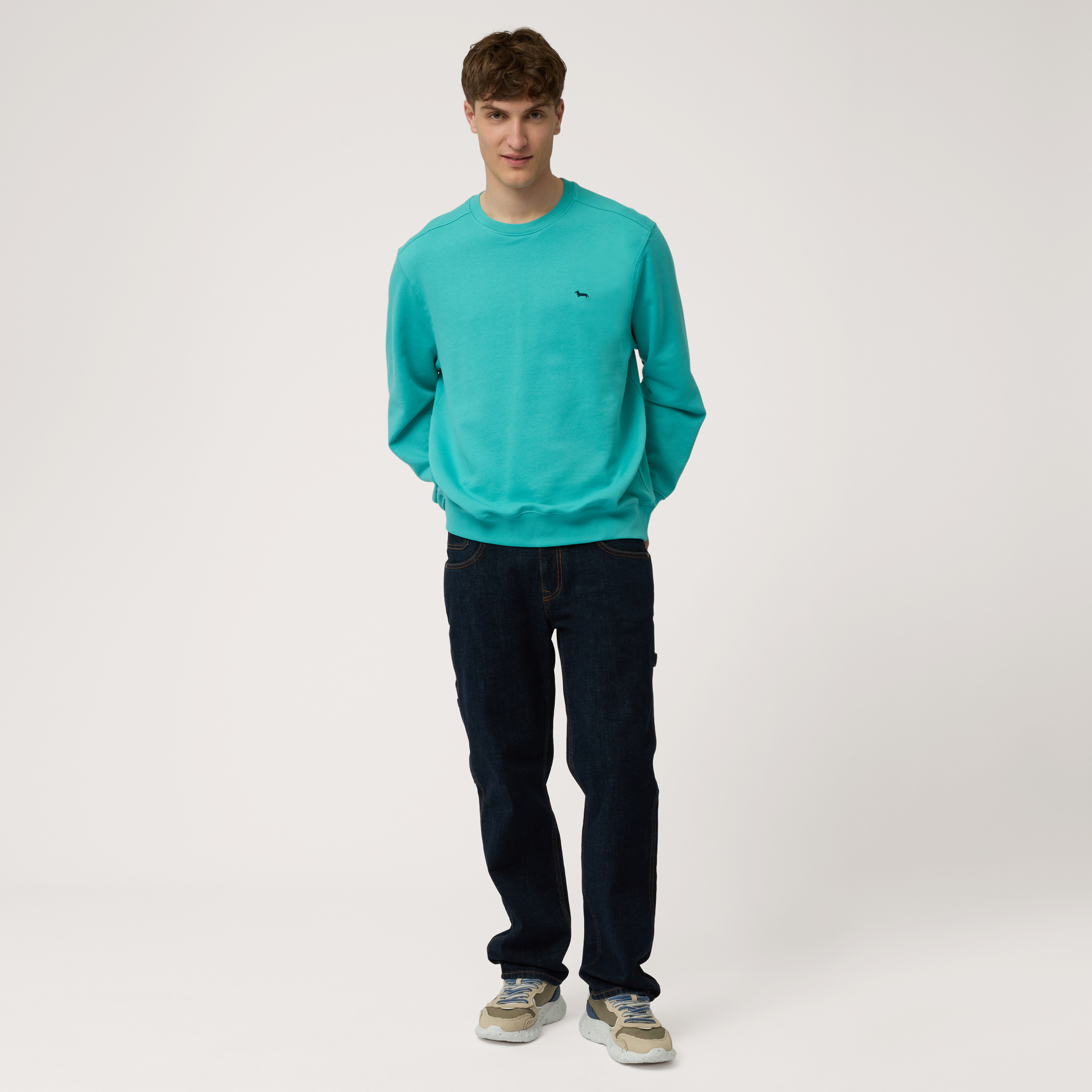 Pure Cotton Oversized Sweatshirt, Turquoise, large image number 3