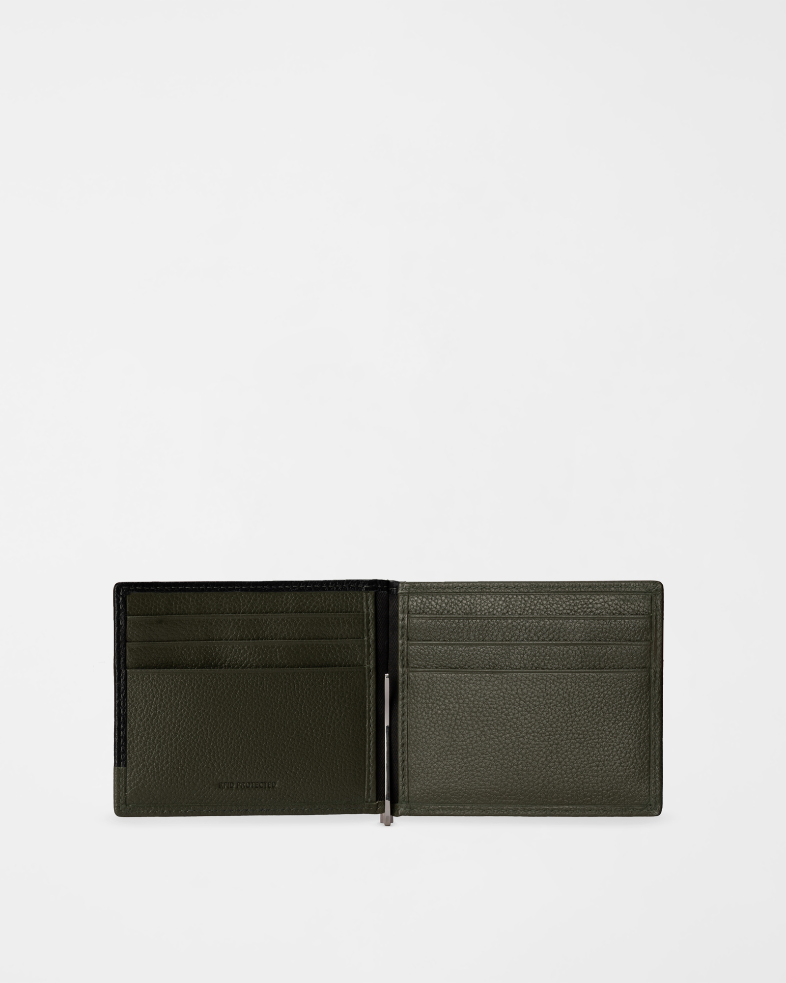 Men&rsquo;s Genuine Leather Wallet with Money Clip, GREEN, large