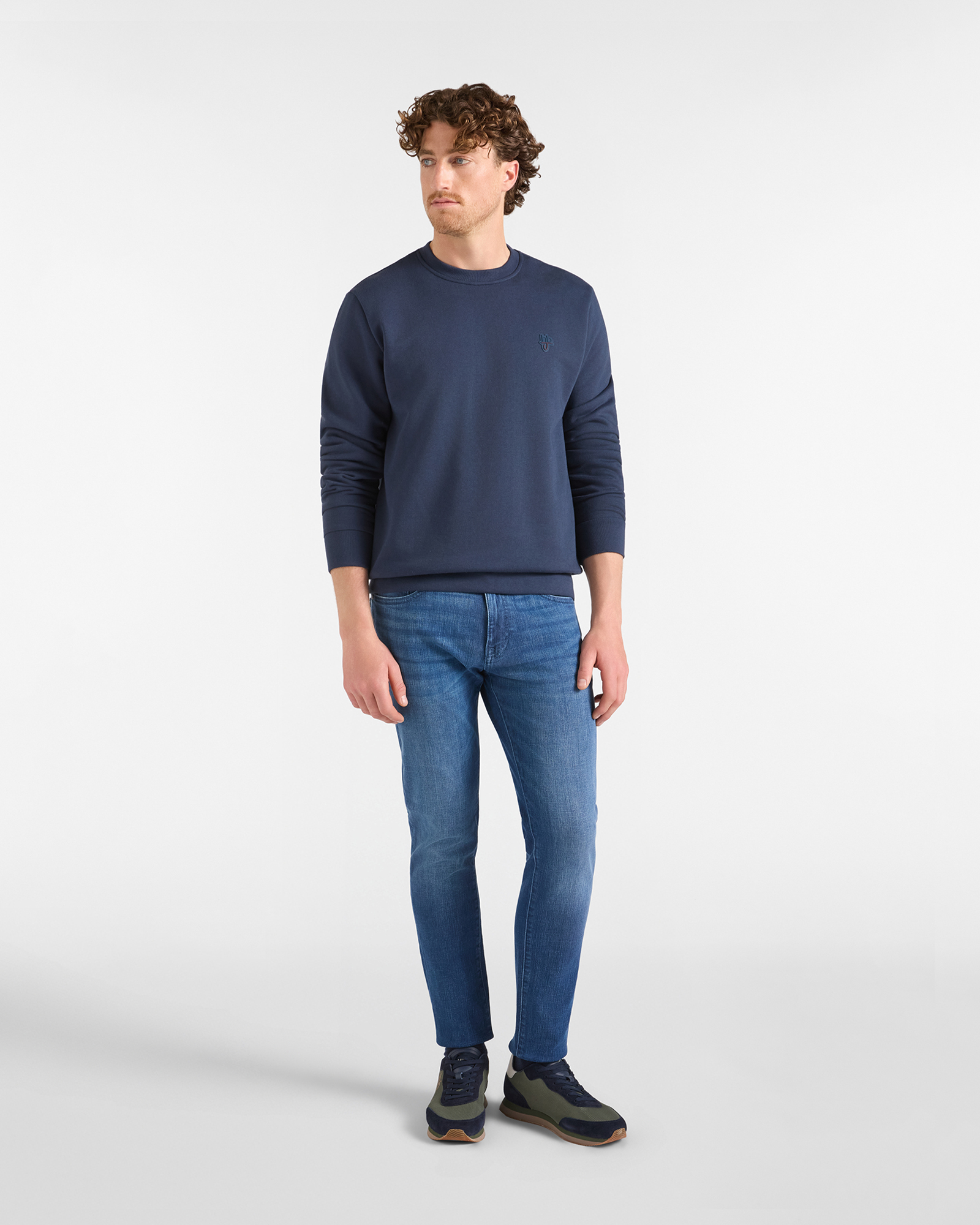 Jeans HBJ Uomo Slim Fit 5 Tasche in Denim di Cotone Stretch, BLU DENIM, large