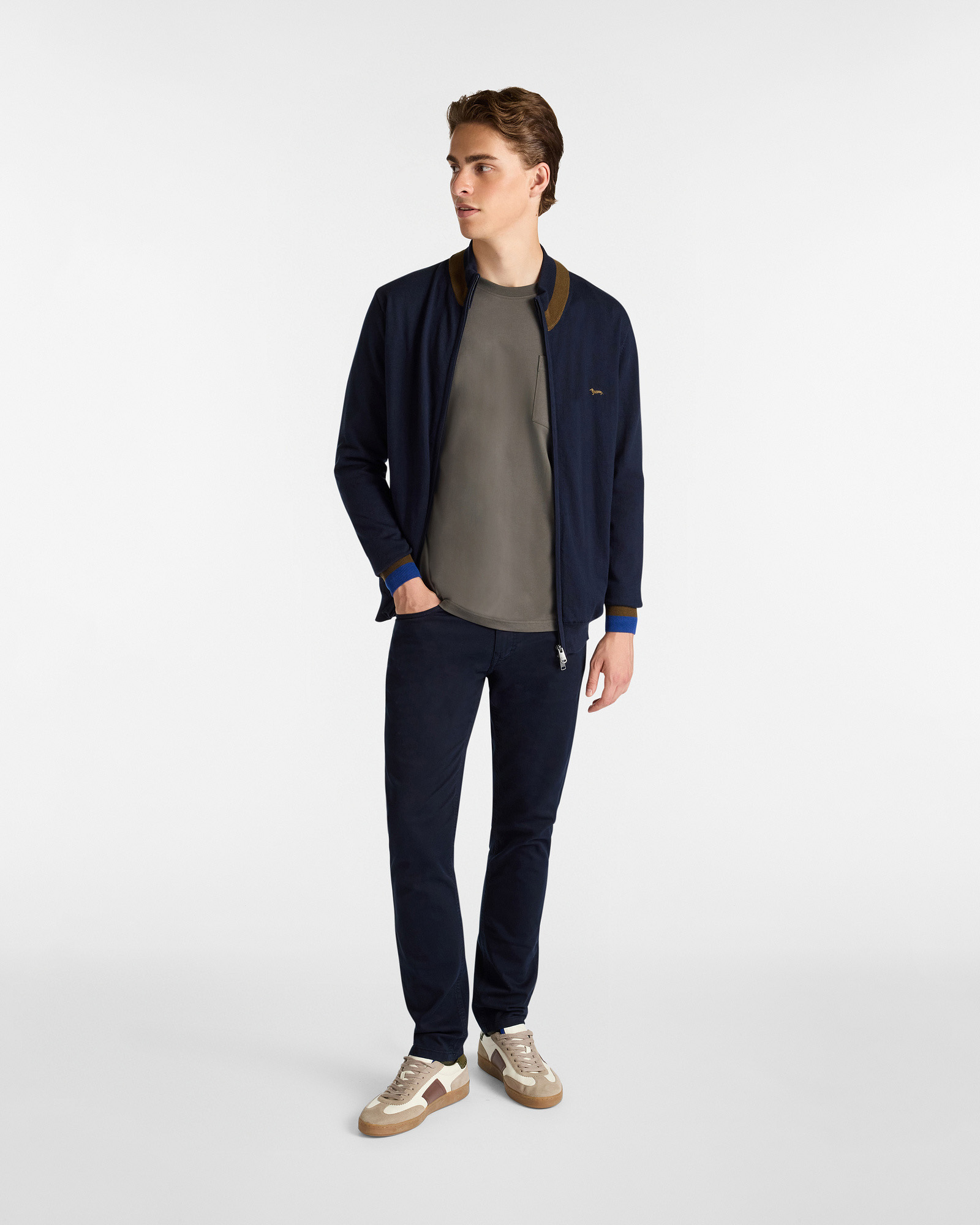 Essentials trousers in plain coloured cotton, Blue, large image number 3