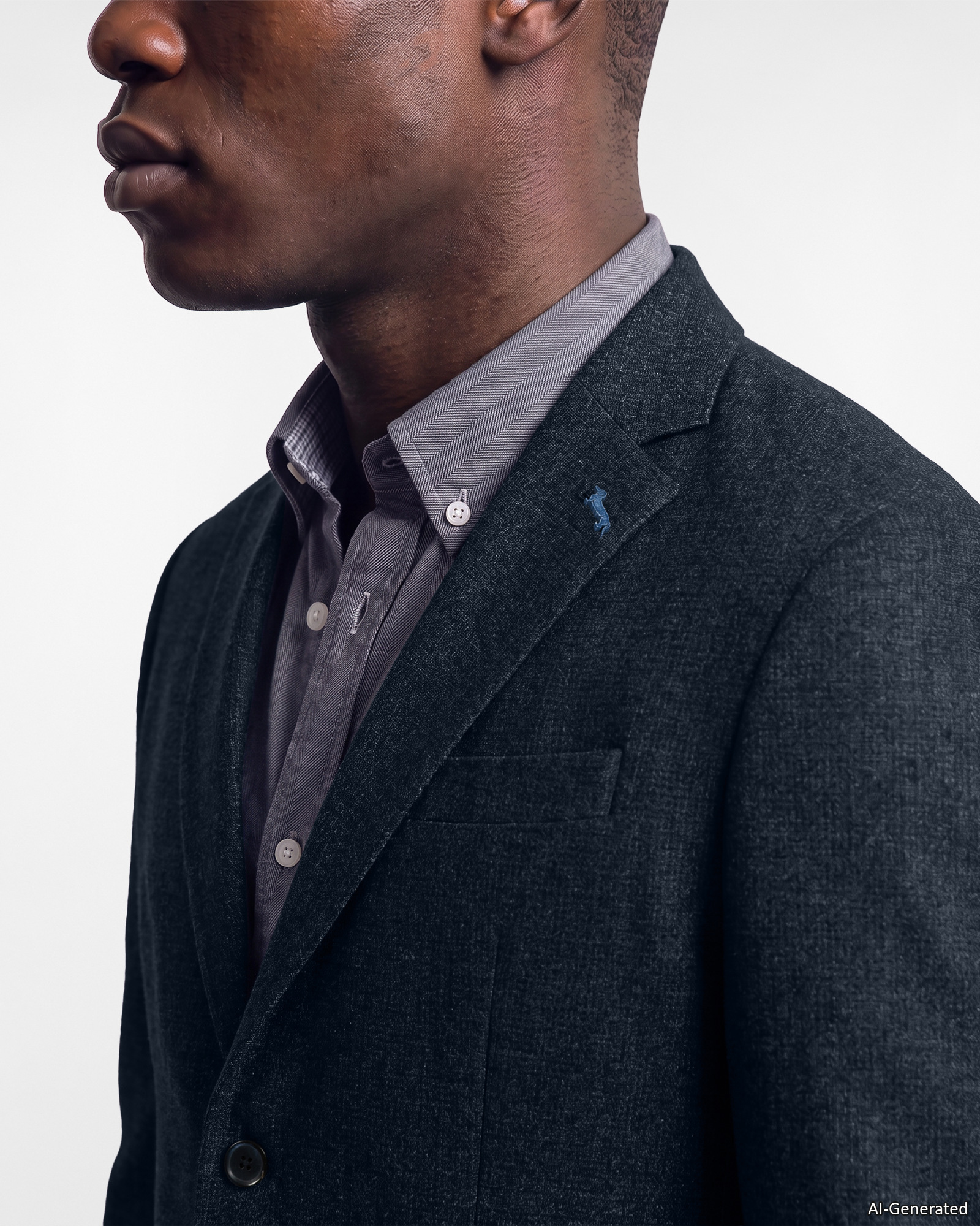 Men&rsquo;s tailored 2-button jacket in wool and cotton blend, NAVY BLUE, large