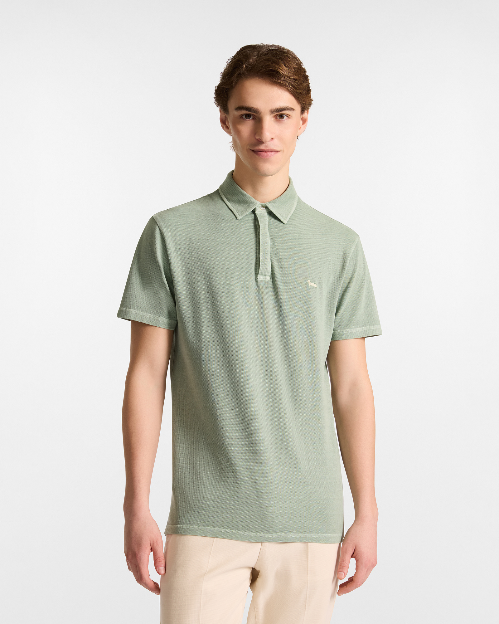 Cotton Polo with Dachshund, Light Green, large