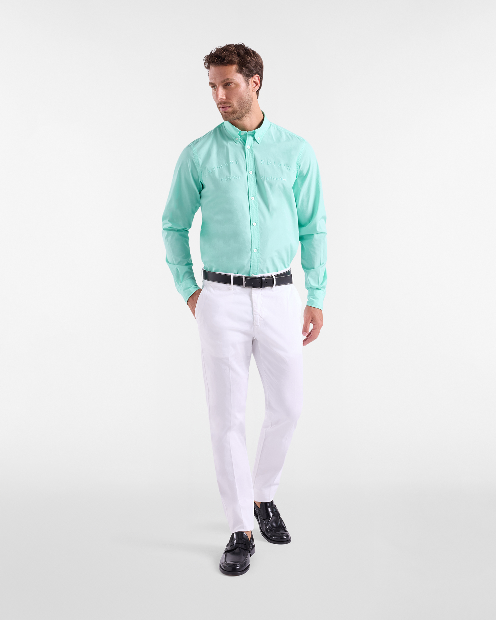 Men's narrow-fit basic chino trousers, White, large image number 3