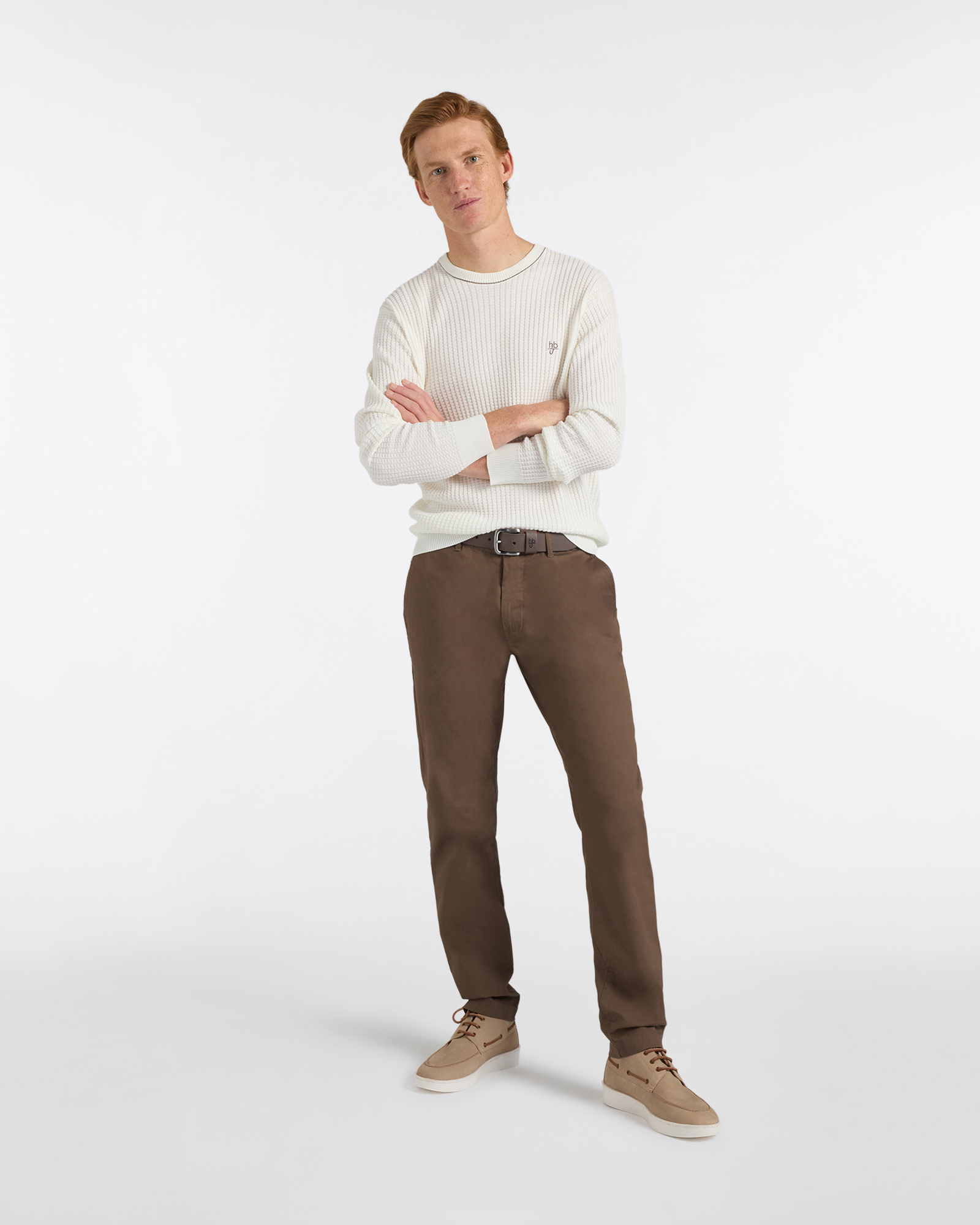 Girocollo Uomo in Crepe Punto Coste, Bianco naturale, large image number 3
