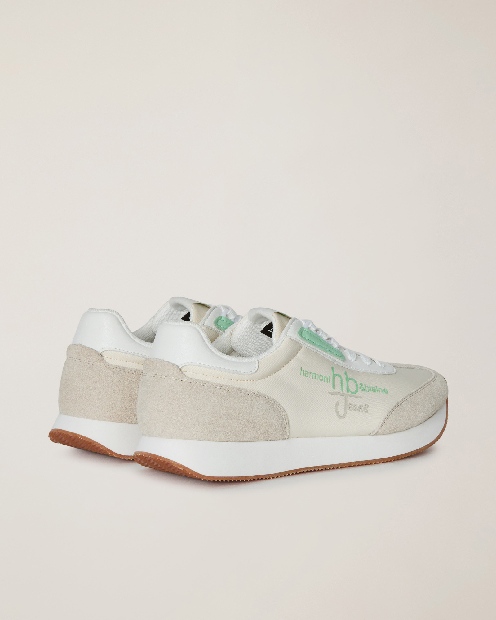 Running Sneakers with Logo, Creamy White, large image number 2